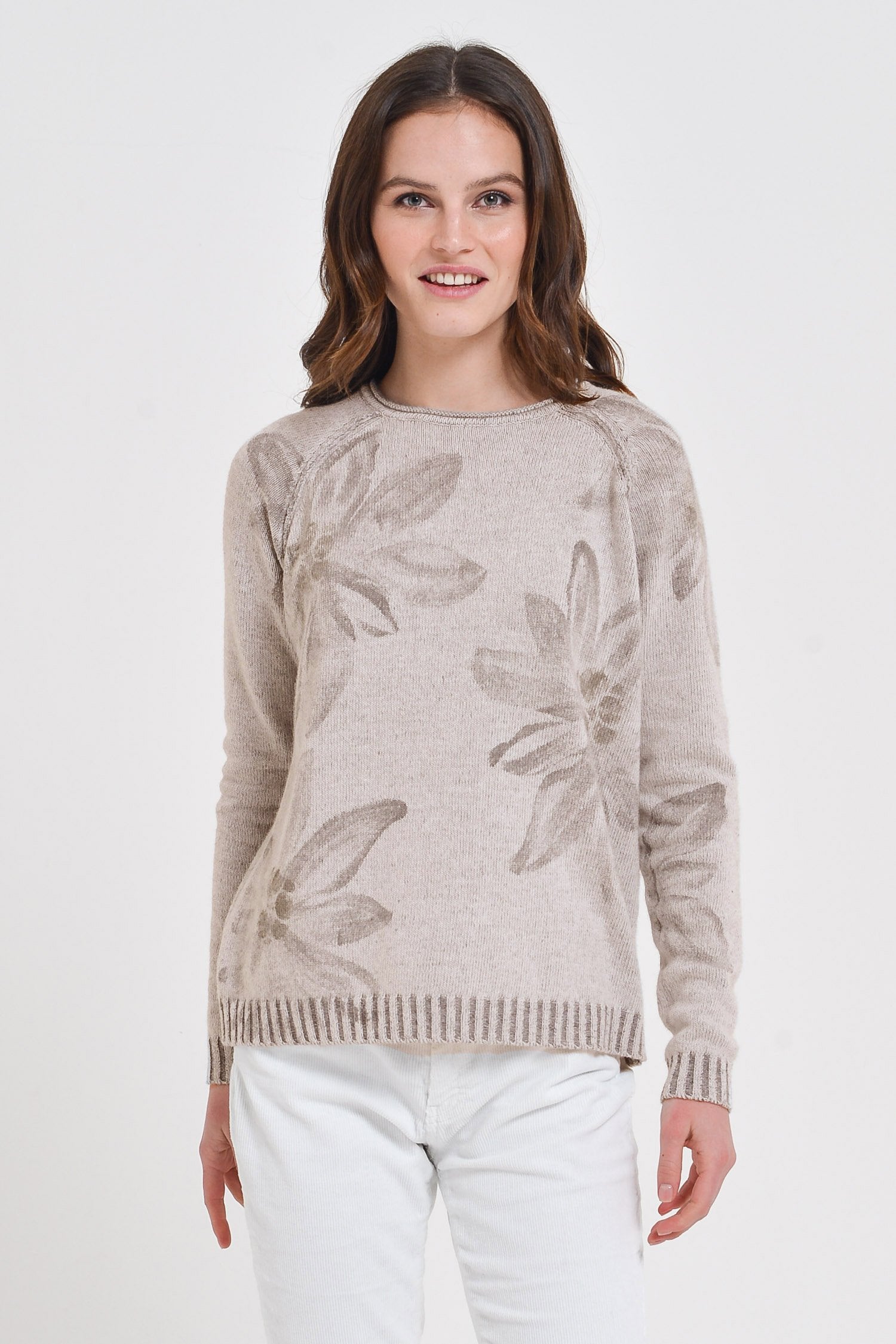 Clett Edel Wood - Hand Painted Plated Crew Neck Sweater -