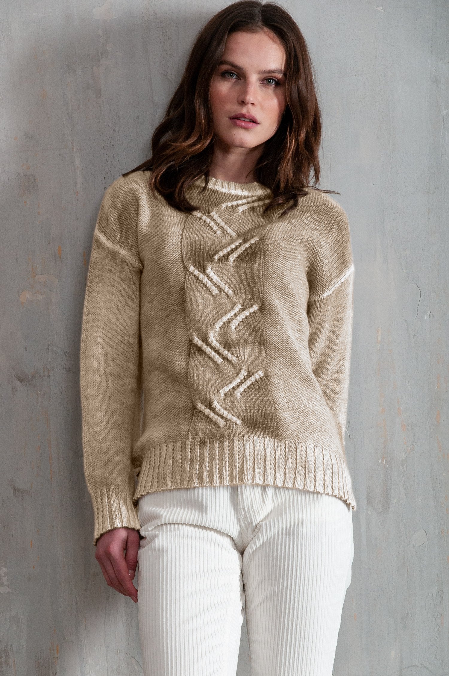 Copse Wood Spray Painted - Comfy Cable Sweater - Sweaters