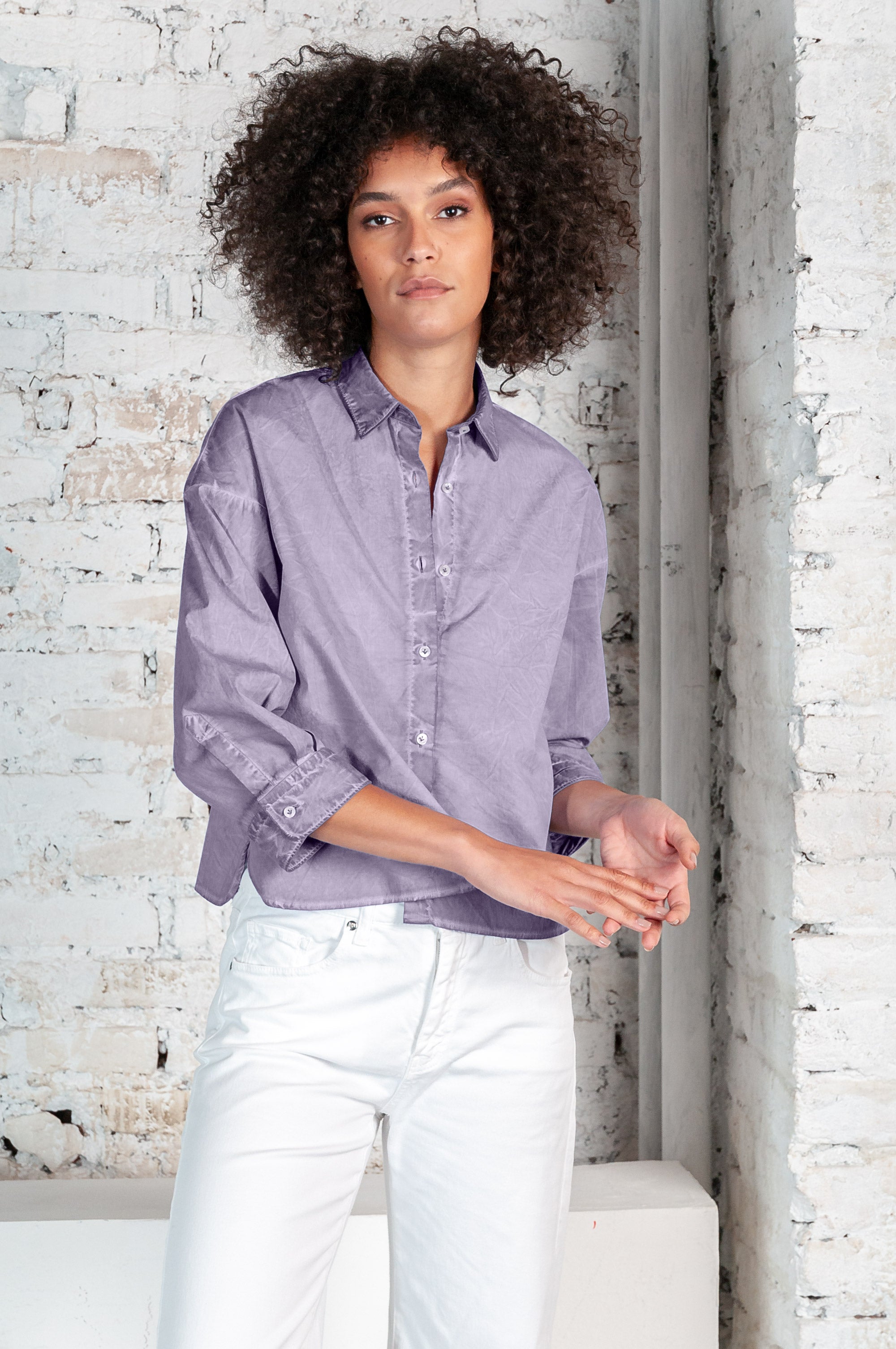 Crop Poplin Shirt Mauve - Shirts