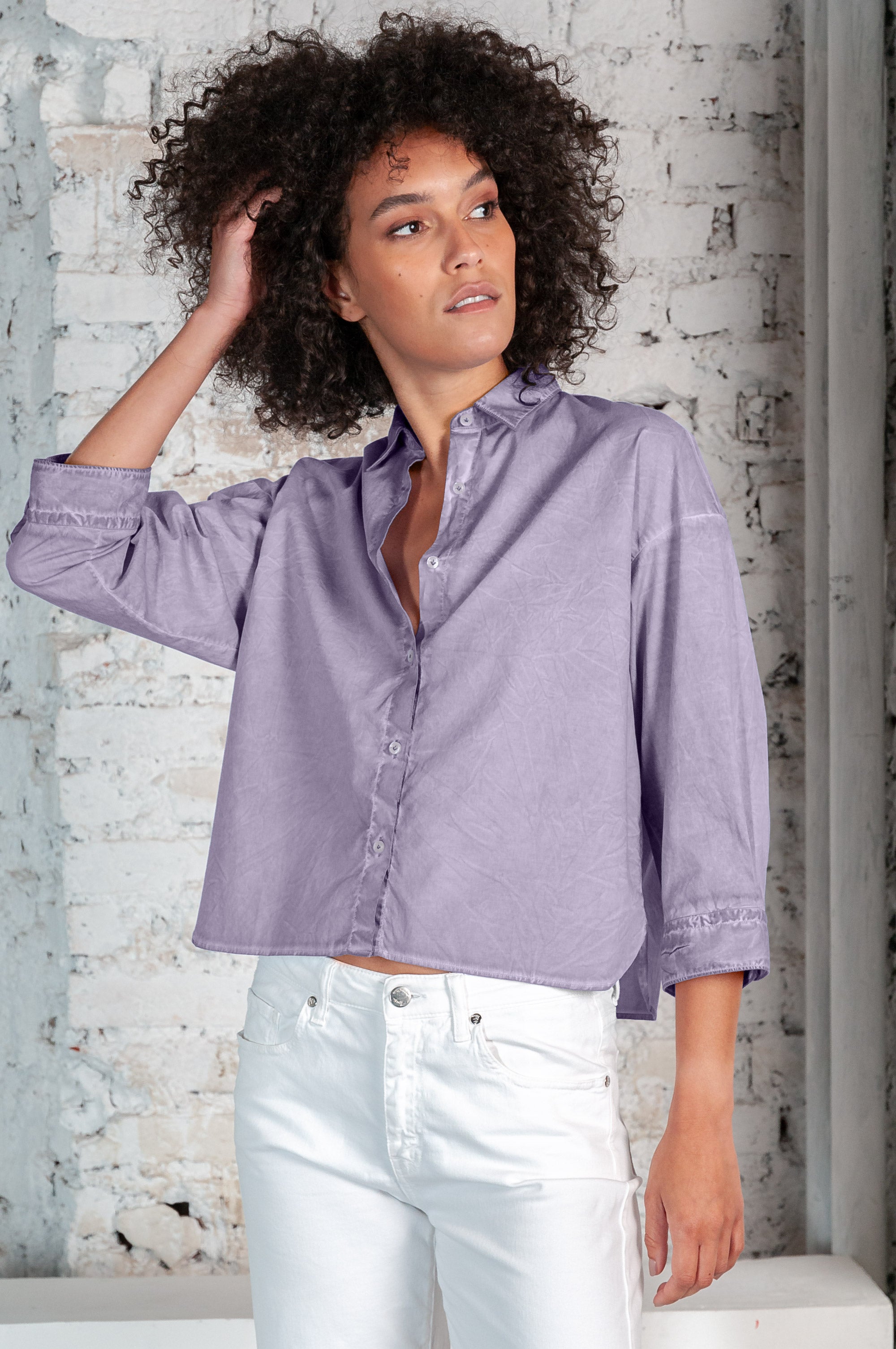 Crop Poplin Shirt Mauve - Shirts