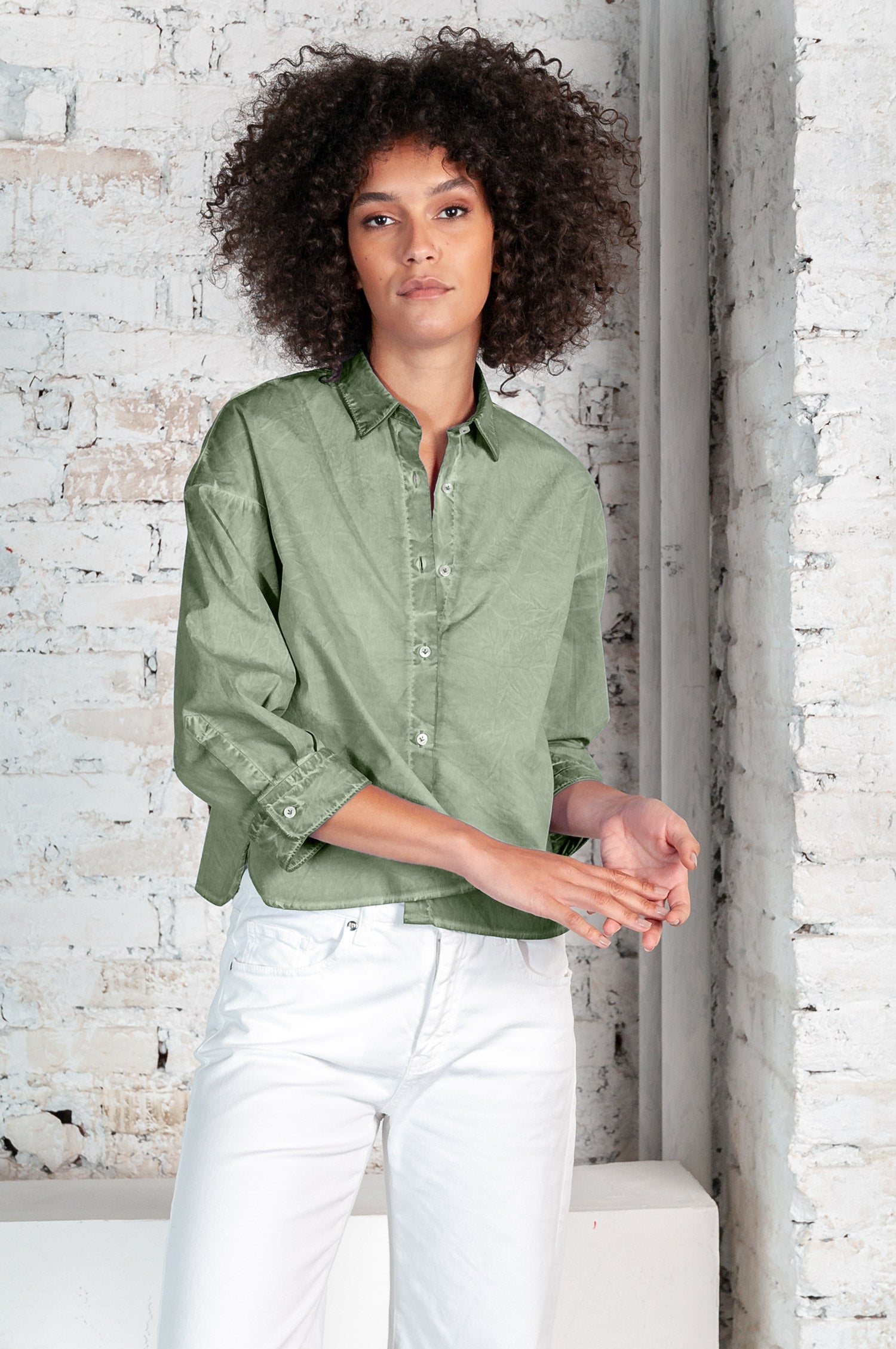 Crop Poplin Shirt Palm - Shirts