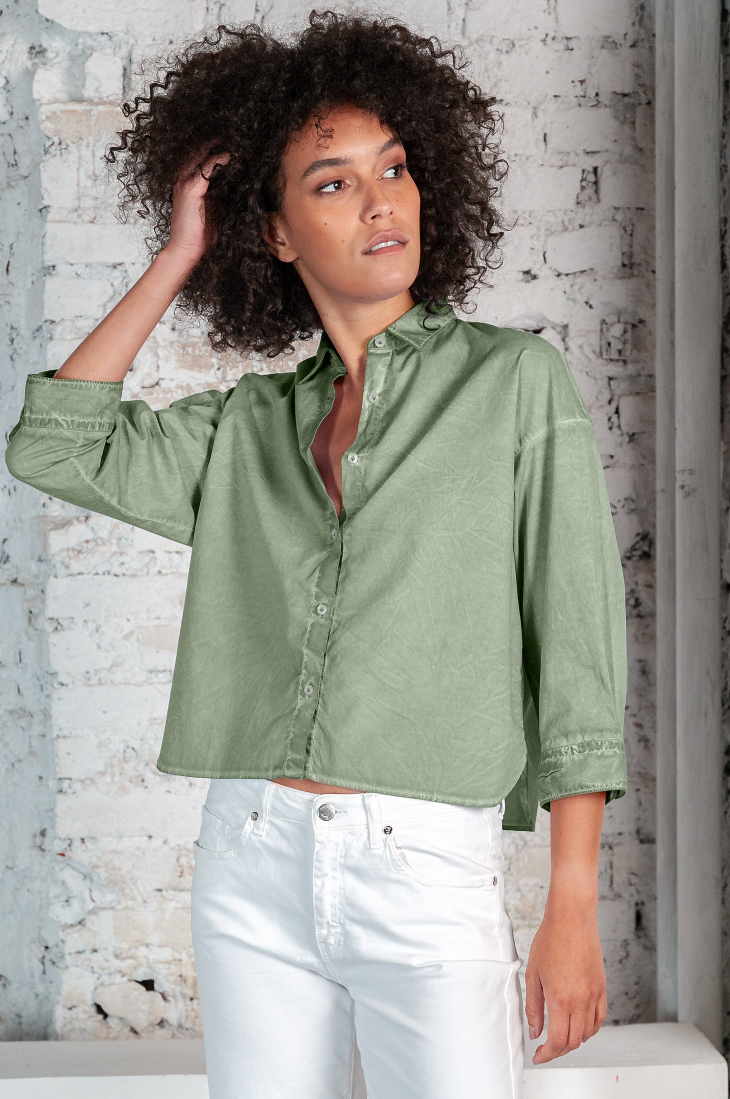 Crop Poplin Shirt Palm - Shirts
