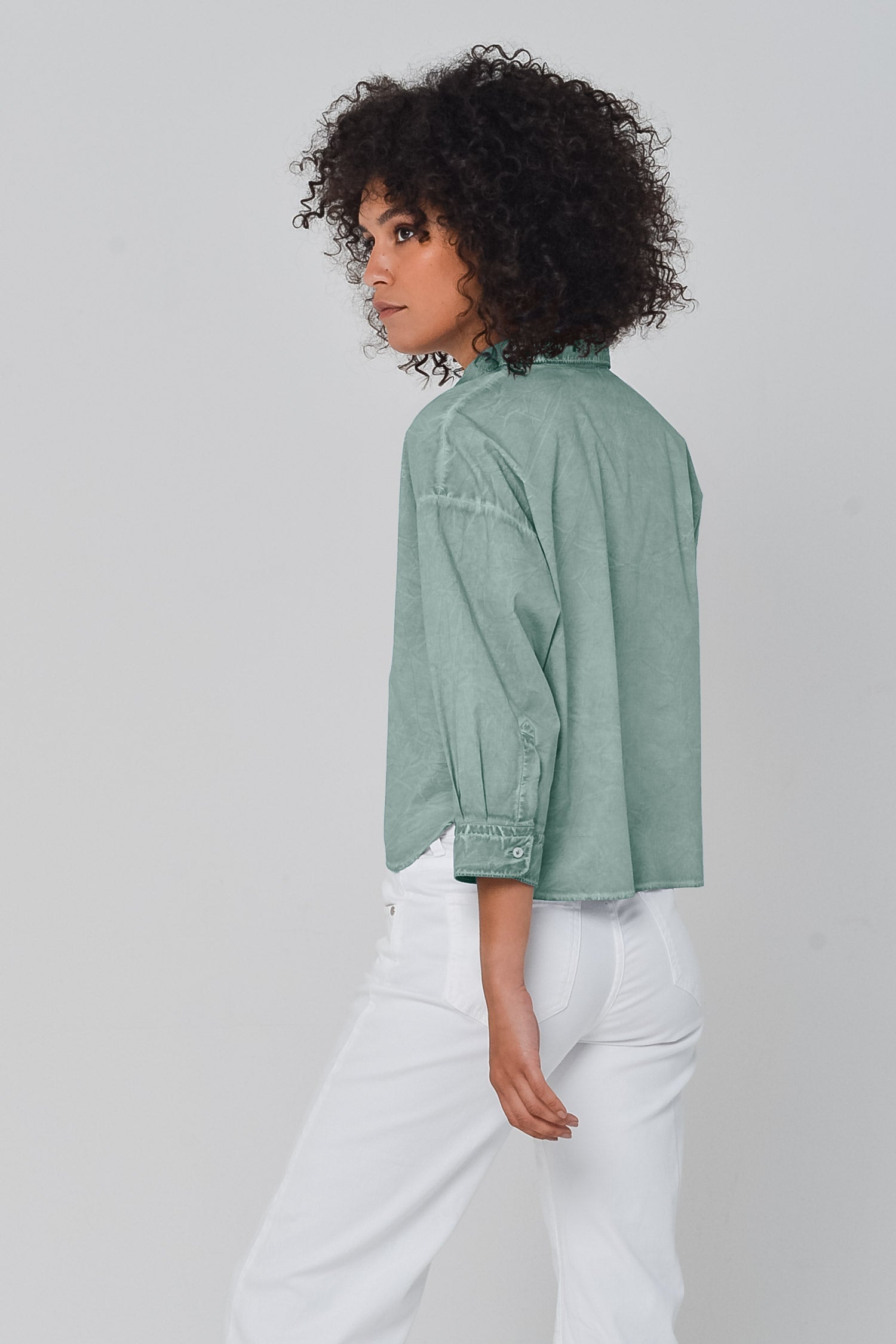 Crop Poplin Shirt Shark - Shirts