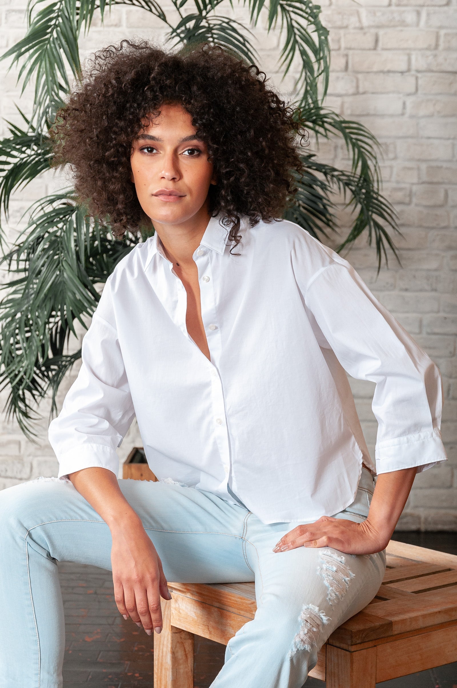 Crop Poplin Shirt White - Shirts