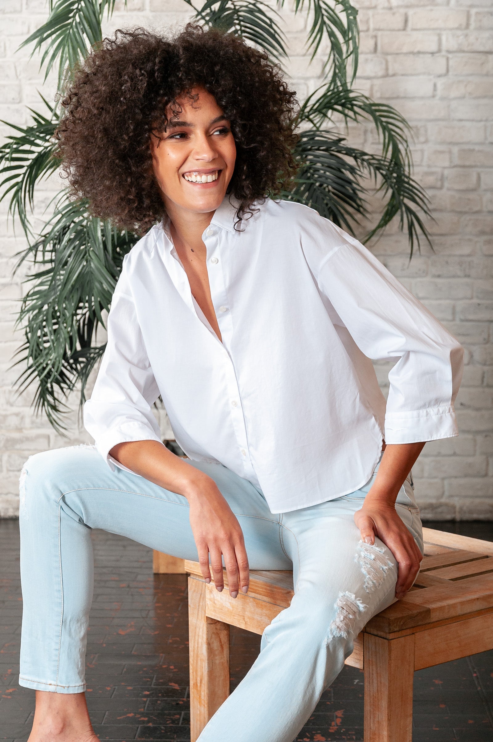 Crop Poplin Shirt White - Shirts