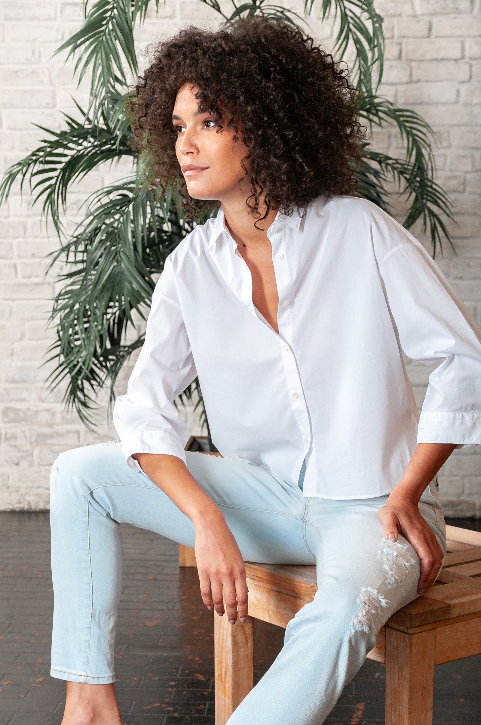 Crop Poplin Shirt White - Shirts