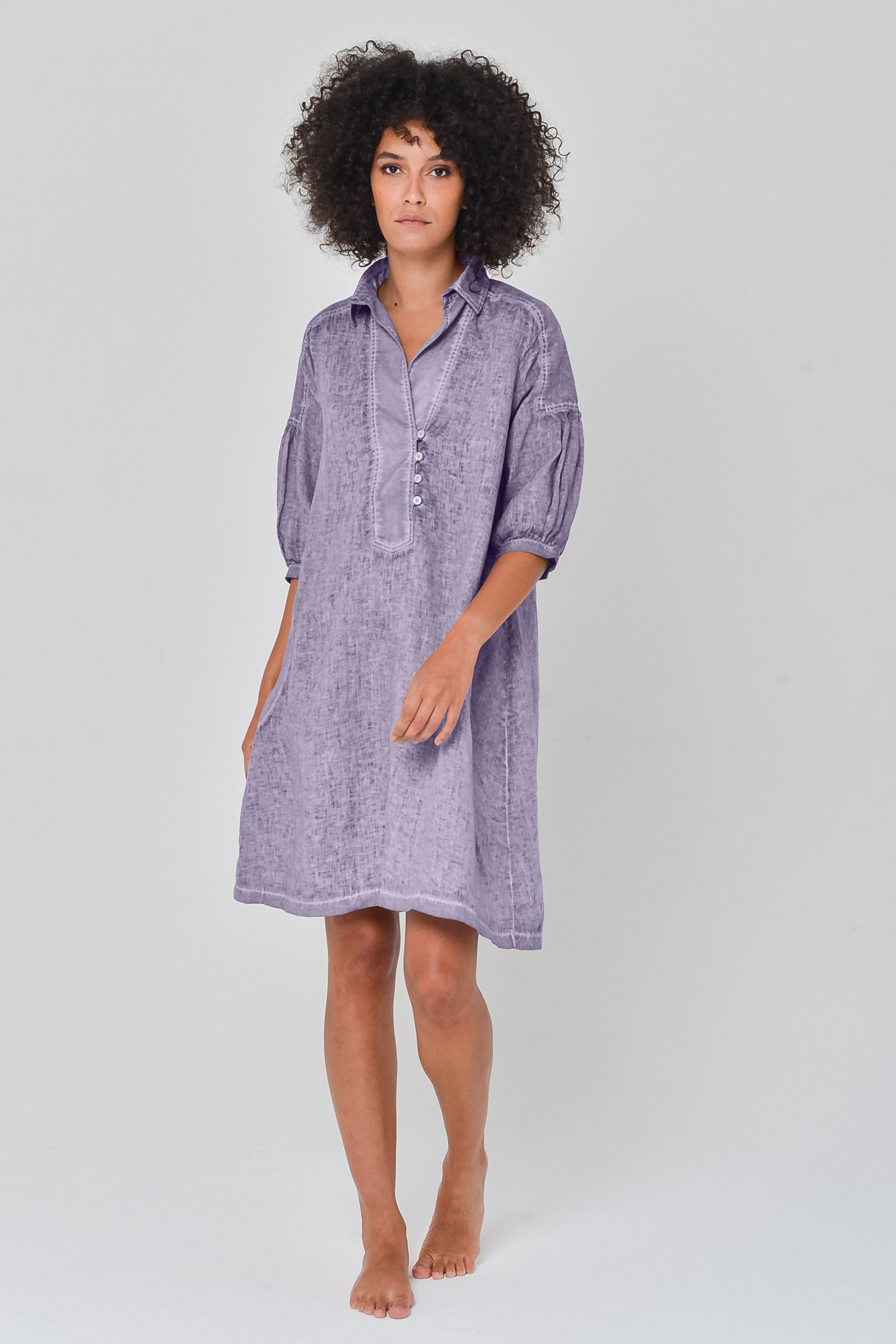 Day Off Linen Shirtdress in Mauve - Ploumanac'h