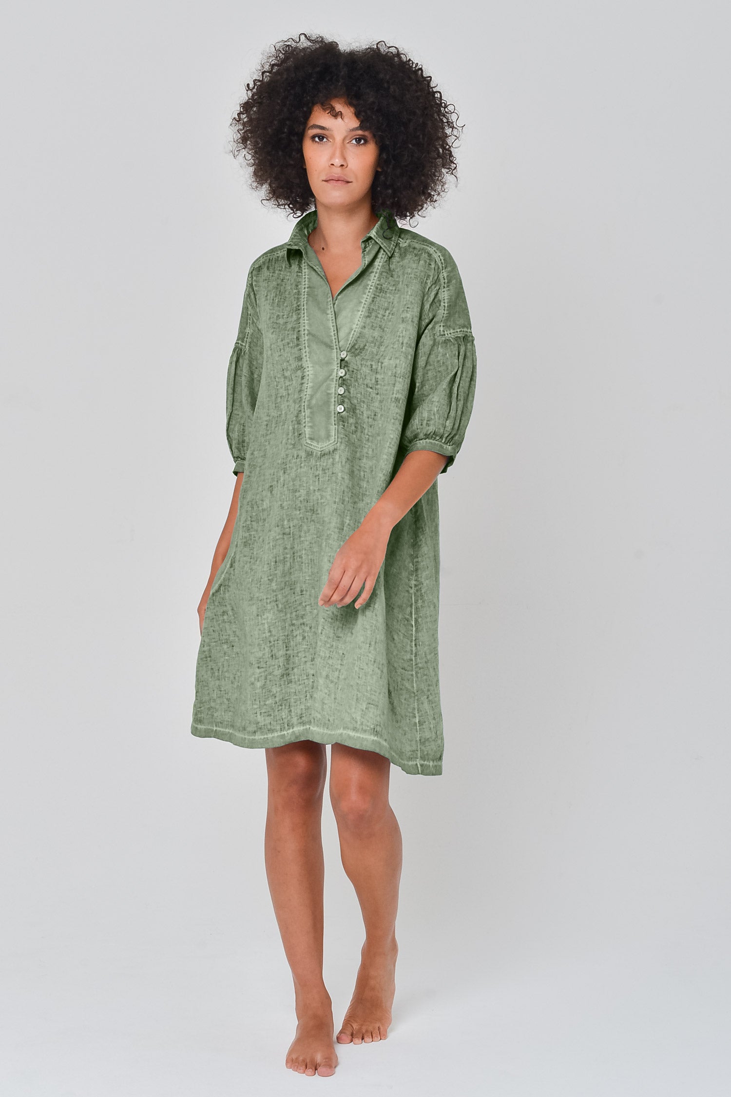 Day Off Linen Shirtdress in Palm