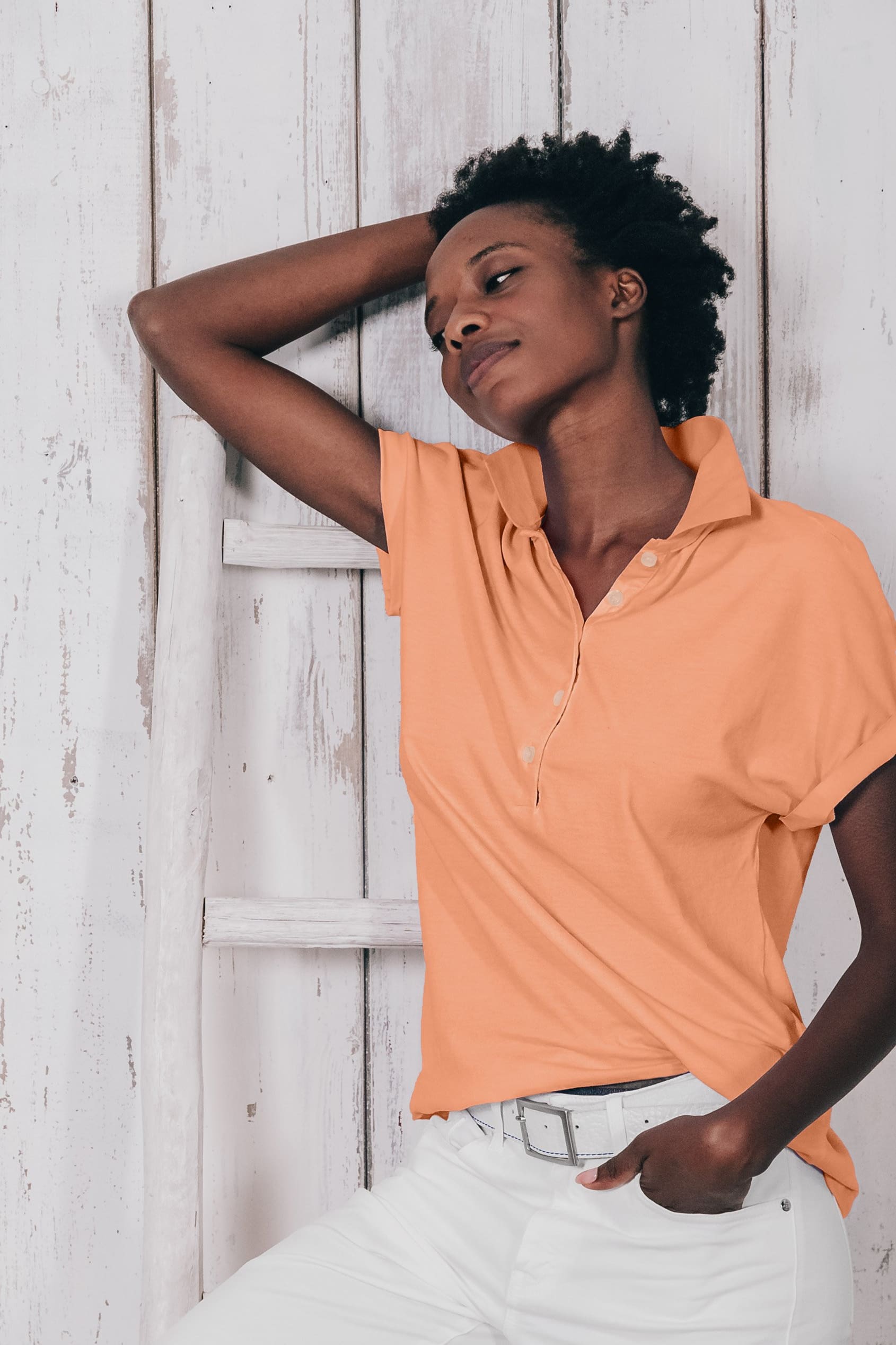 Drop Shoulder Polo Shirt - Albicocca - Polos