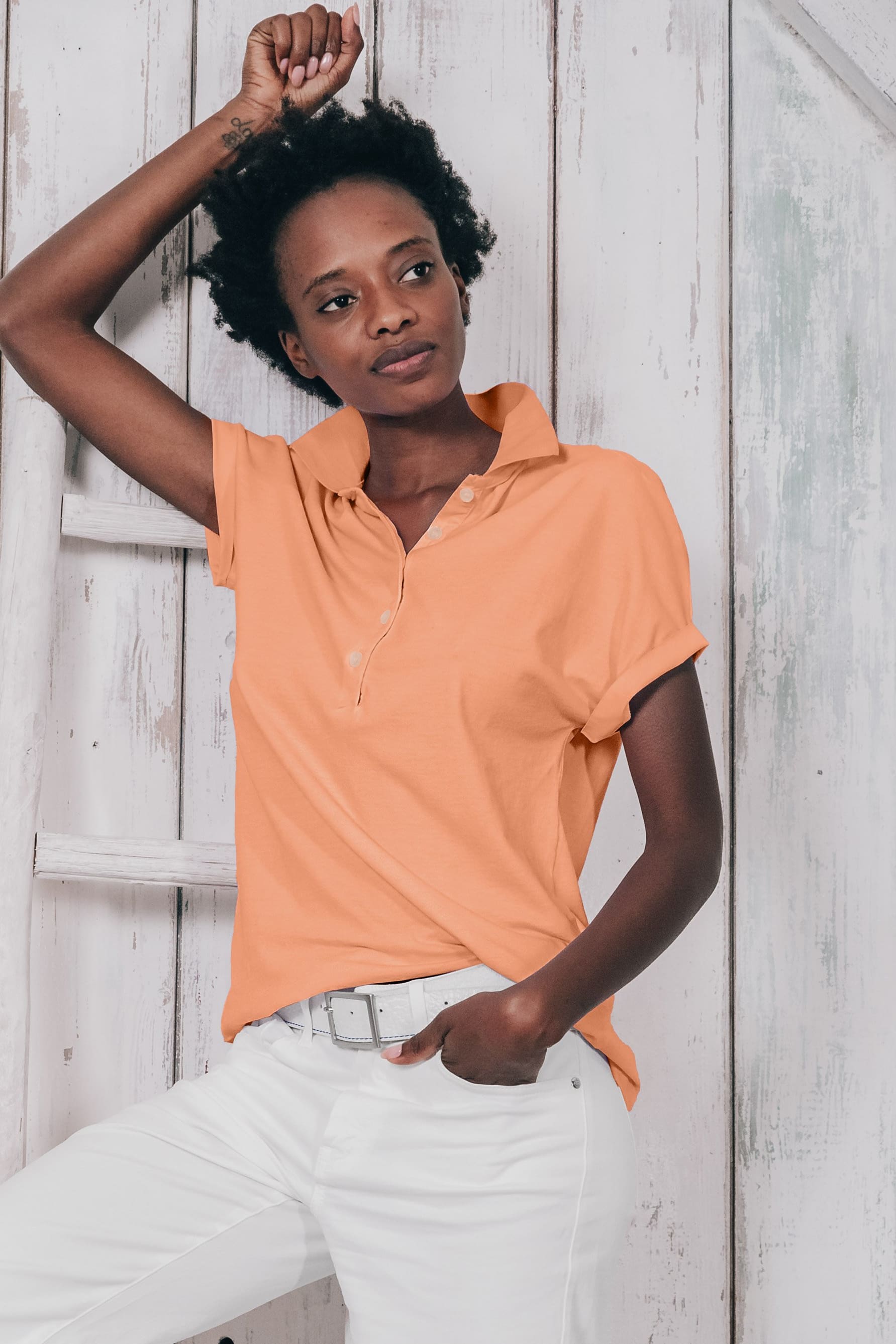 Drop Shoulder Polo Shirt - Albicocca - Polos