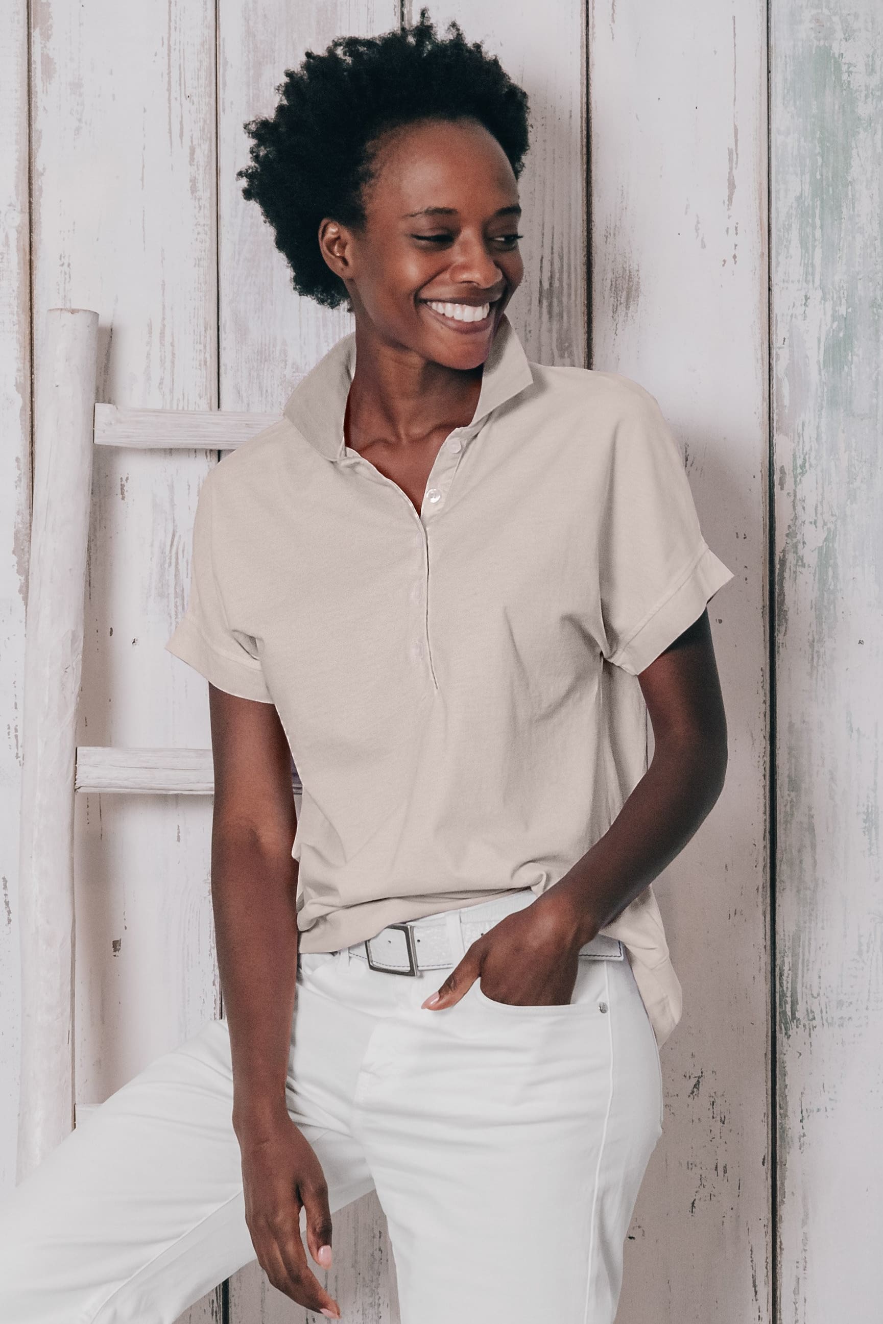 Drop Shoulder Polo Shirt - Canapa - Polos