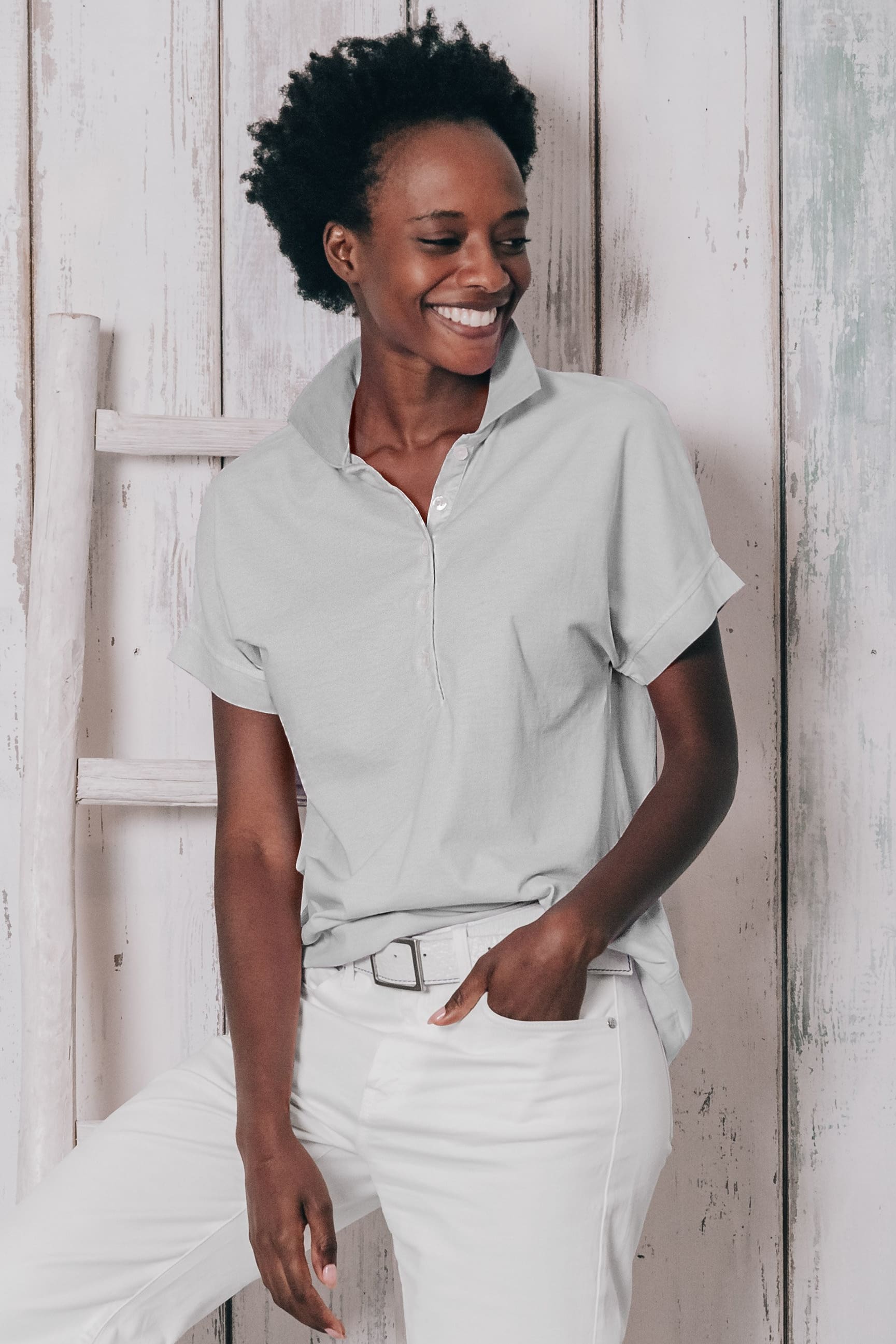 Drop Shoulder Polo Shirt - Marmo - Polos