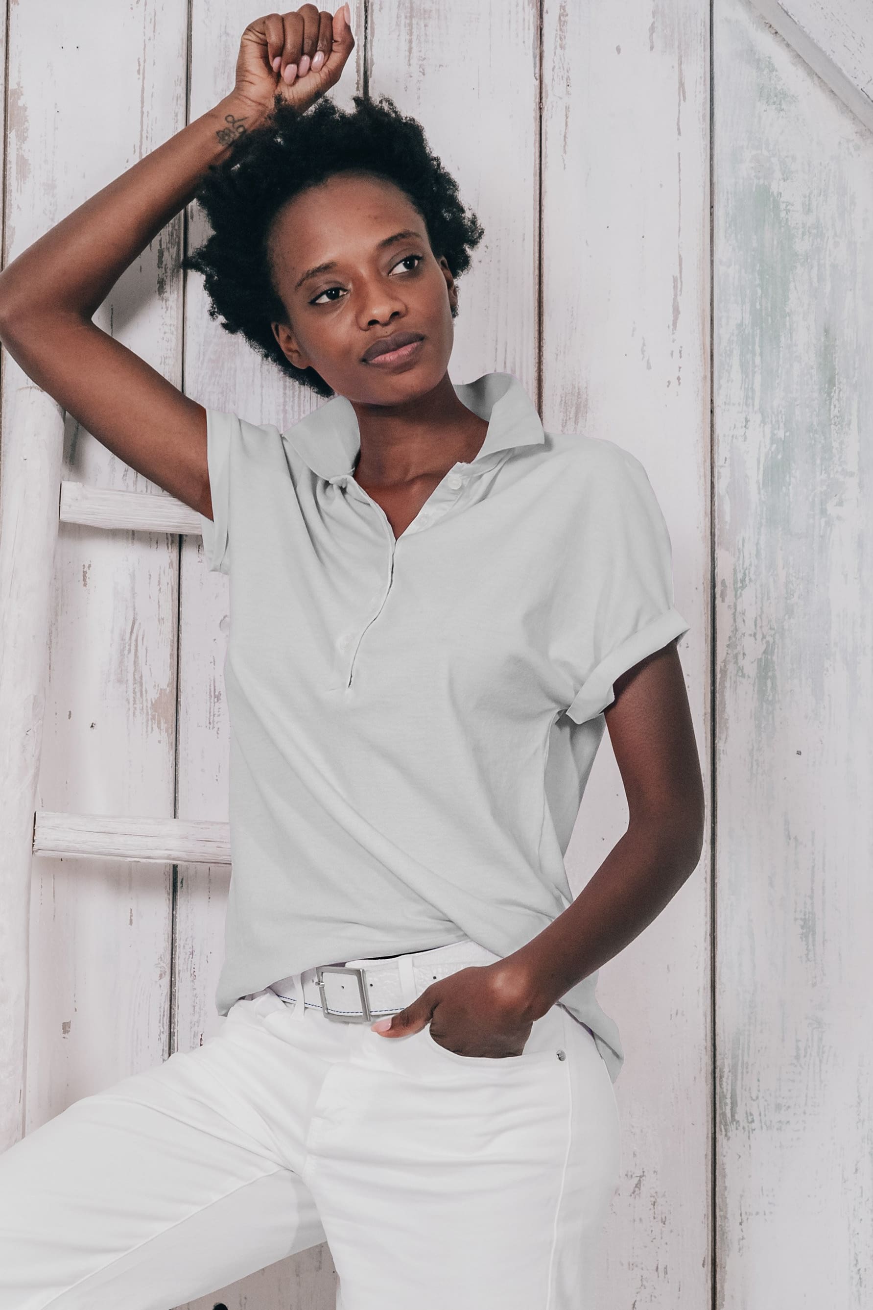 Drop Shoulder Polo Shirt - Marmo - Polos