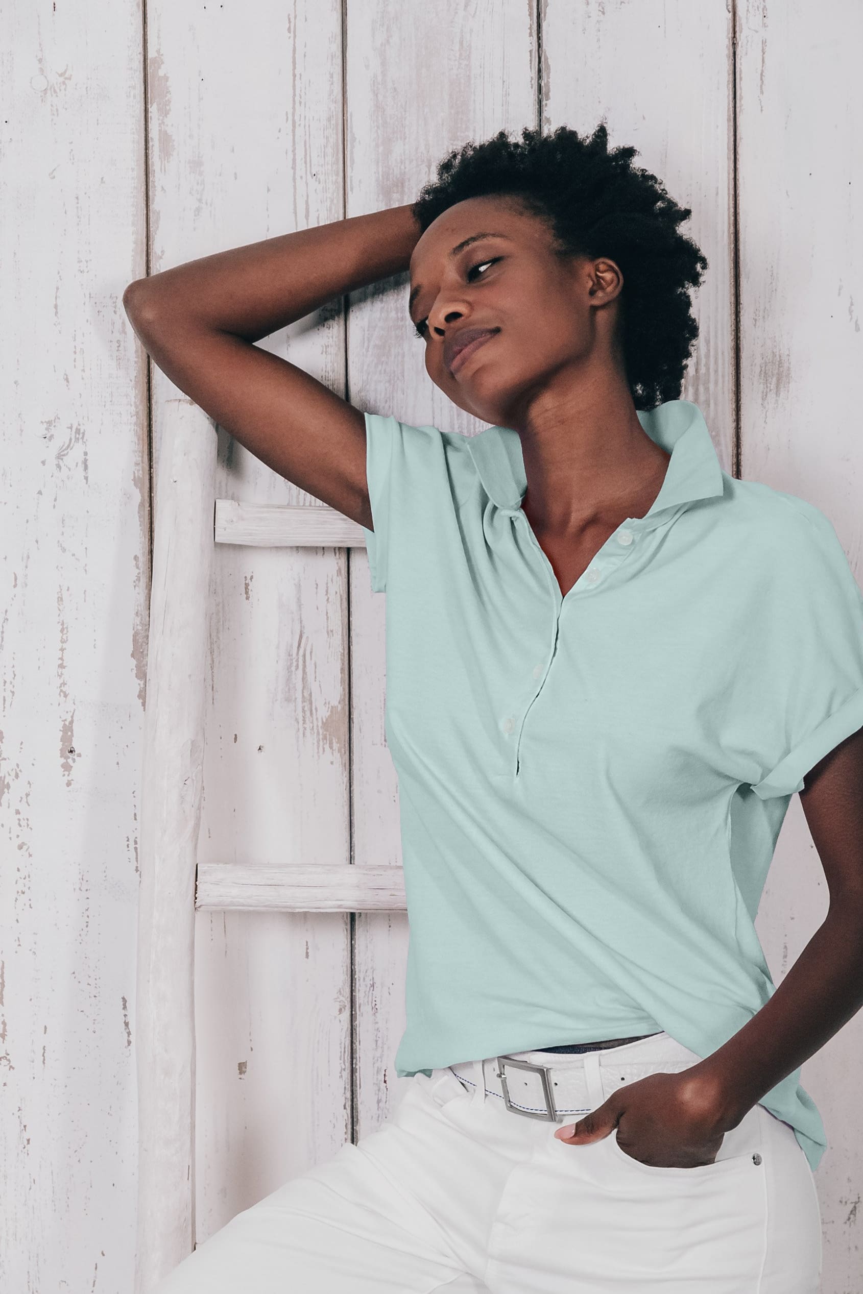 Drop Shoulder Polo Shirt - Tahiti - Polos