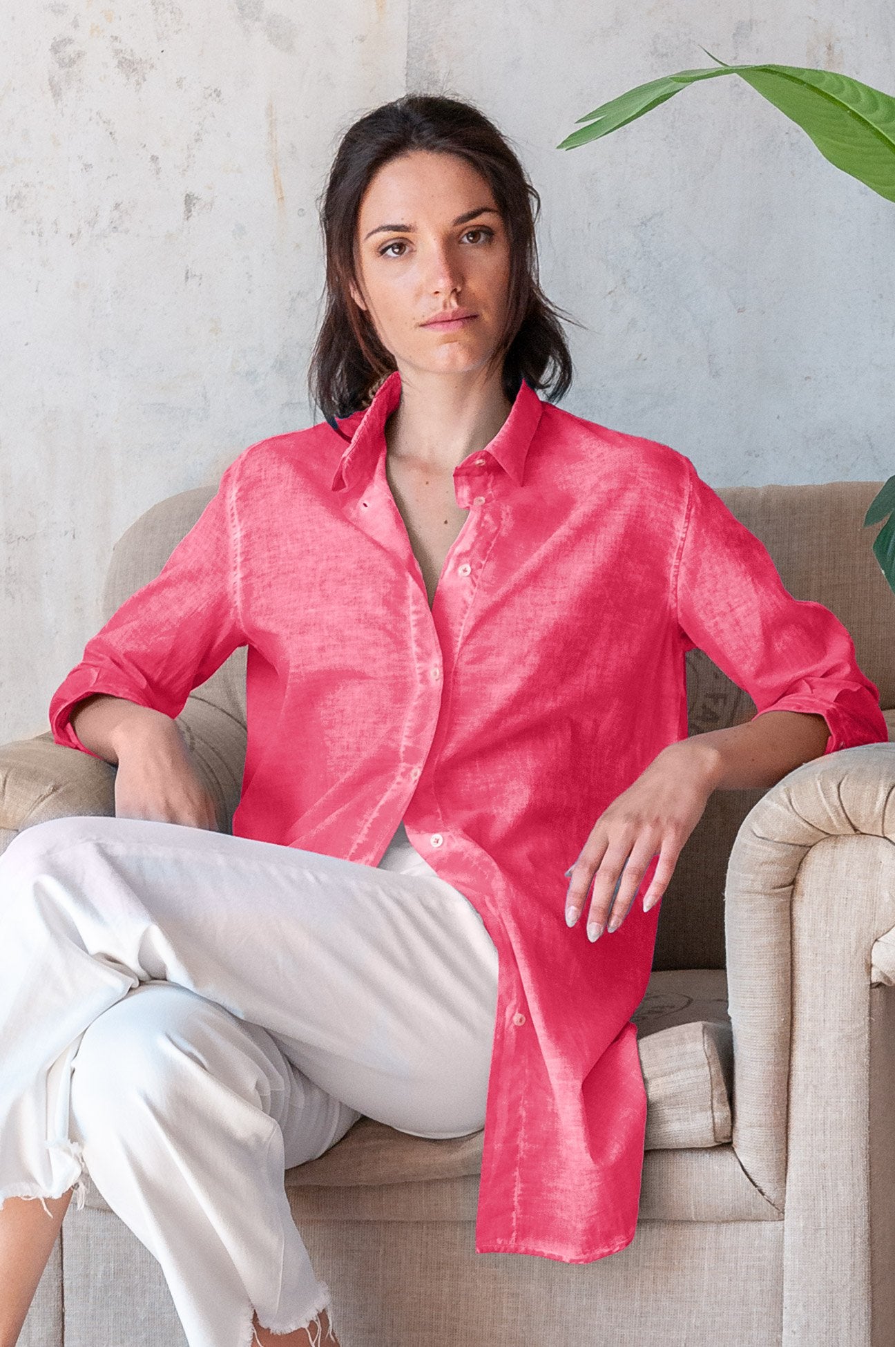 Effortless Voile Open Tunic - Azalea - Shirtdress