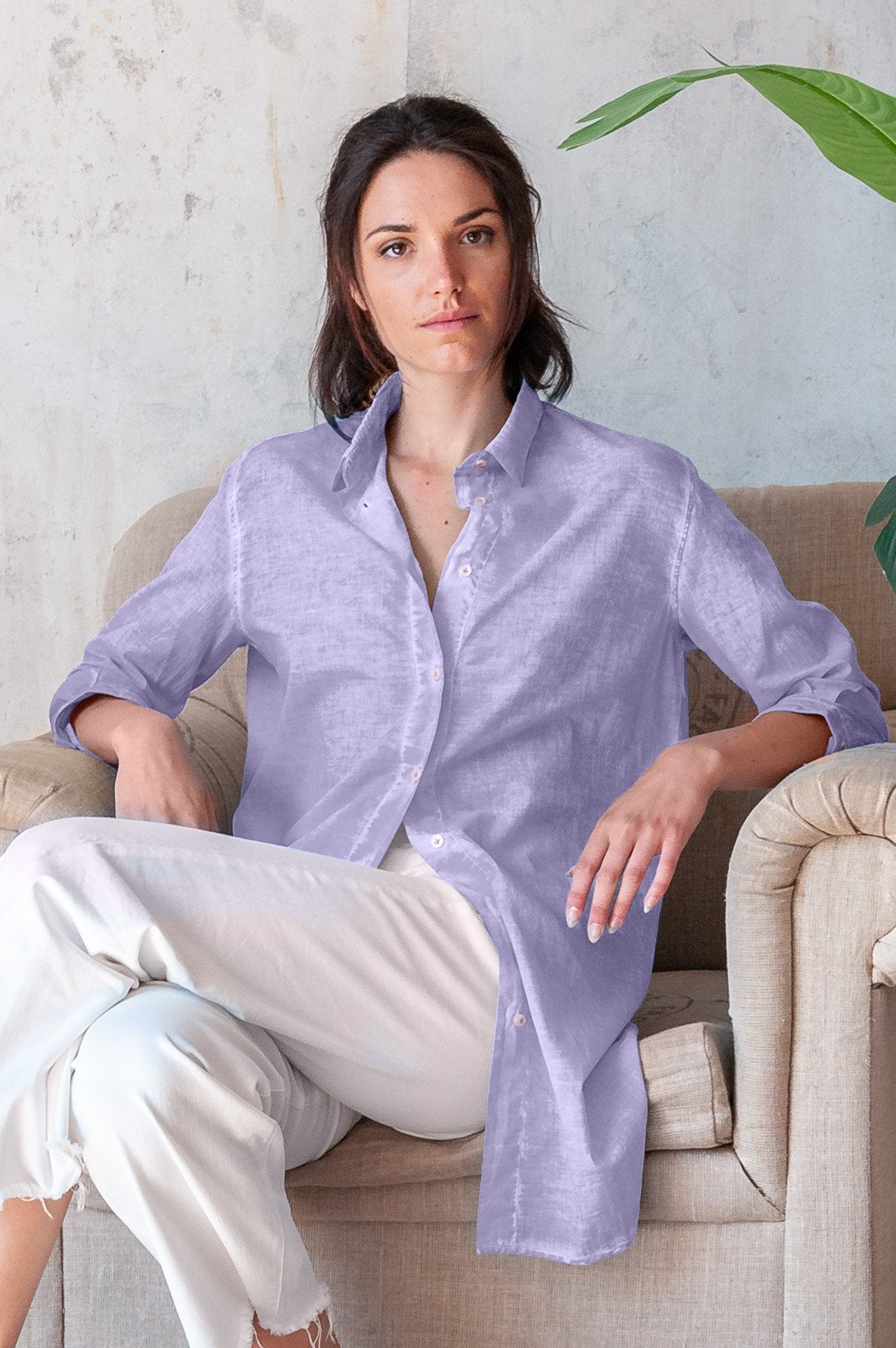 Effortless Voile Open Tunic - Glicine - Shirtdress