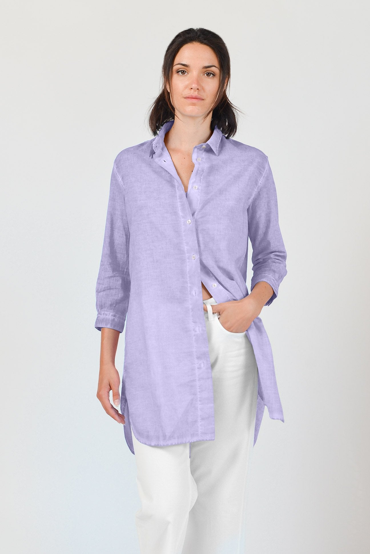 Effortless Voile Open Tunic - Glicine - Shirtdress