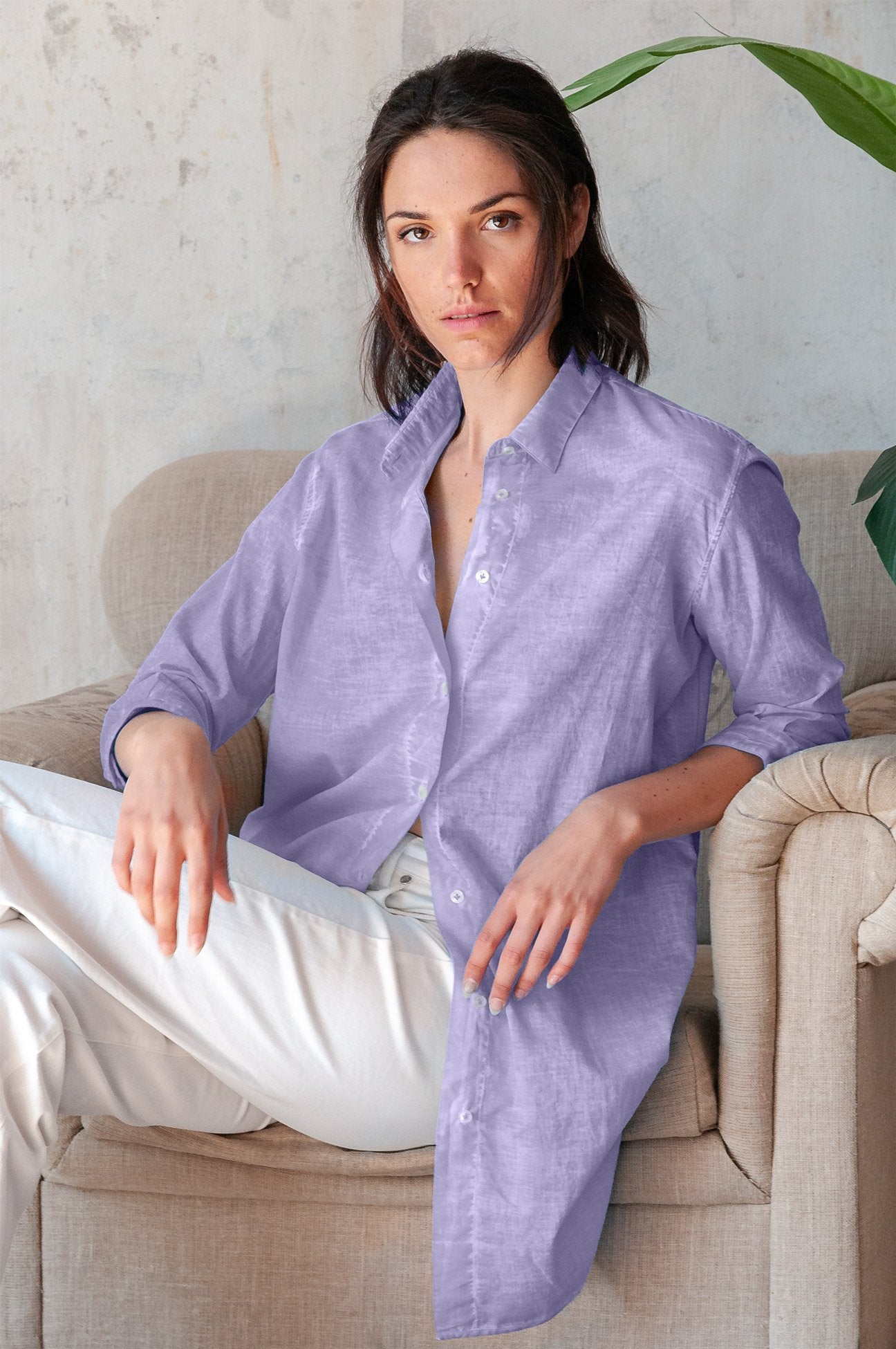 Effortless Voile Open Tunic - Glicine - Shirtdress