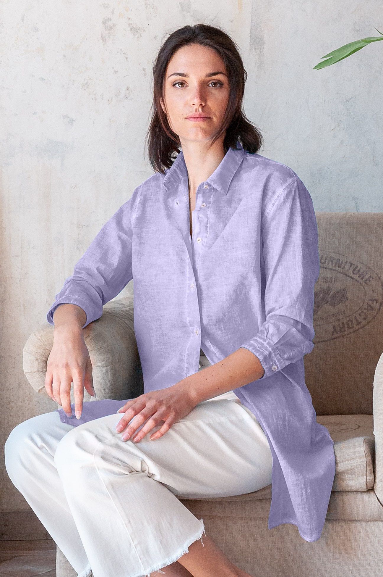 Effortless Voile Open Tunic - Glicine - Shirtdress