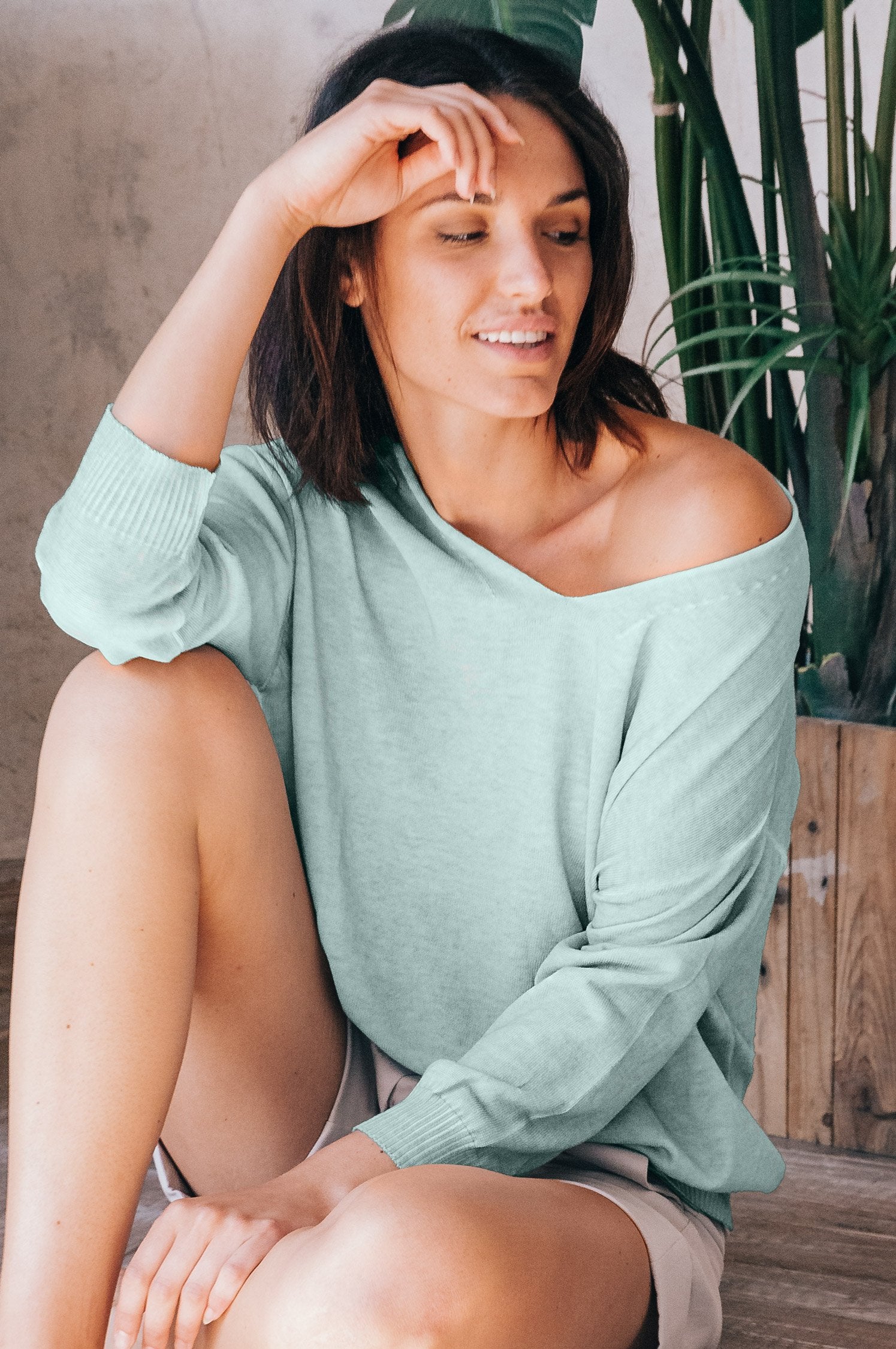 Egg Shaped Cotton Sweater - Tahiti - Sweaters