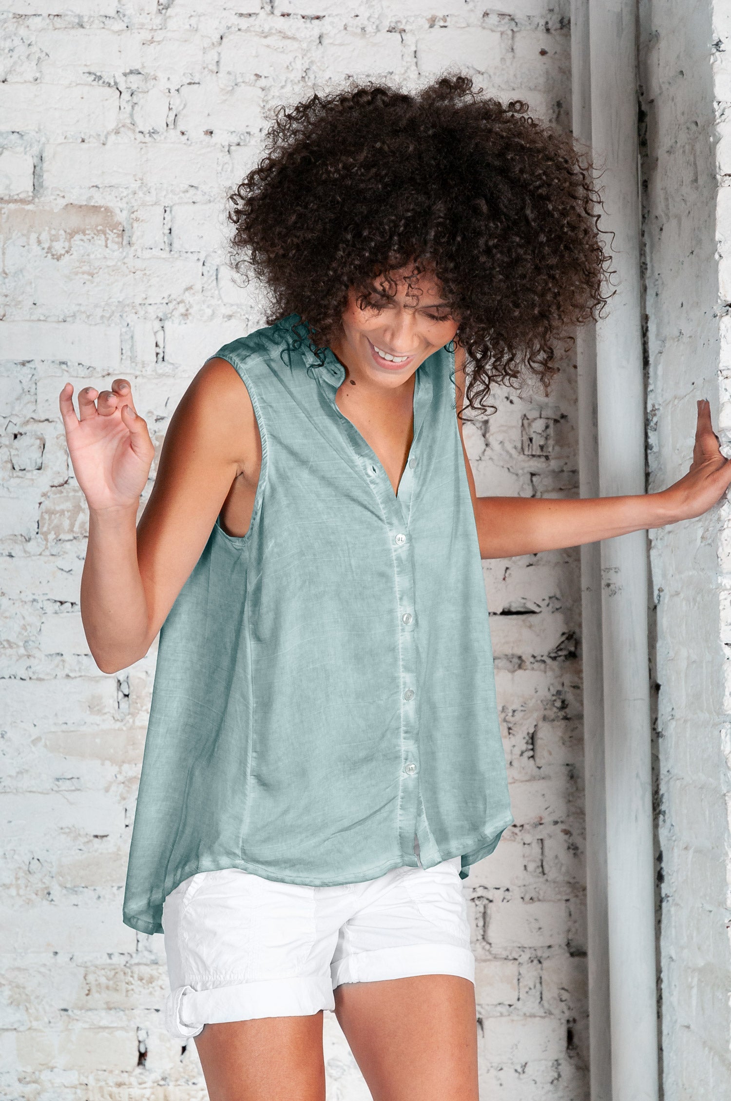 Folly Sleeveless Blouse in Shark - Shirts
