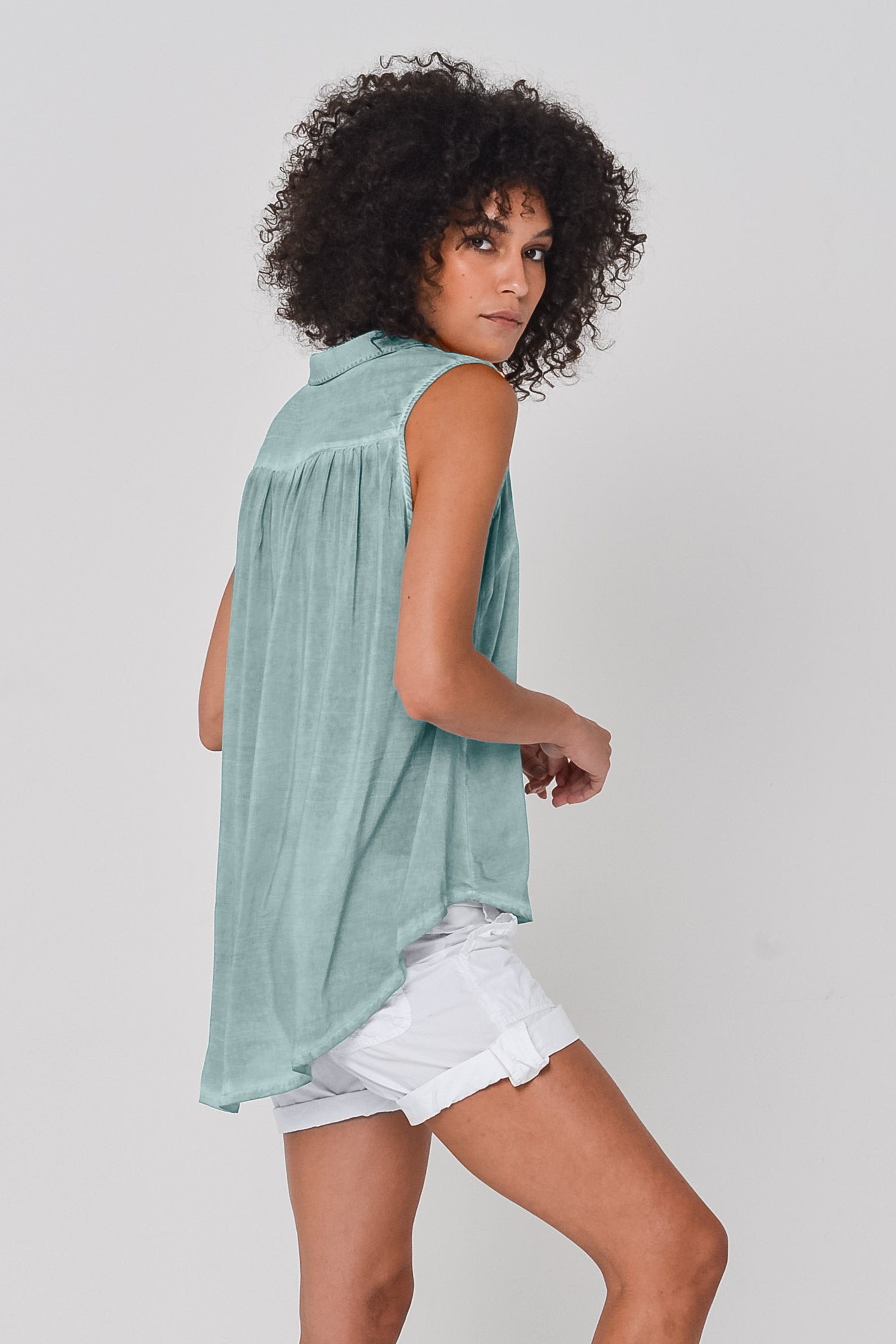 Folly Sleeveless Blouse in Shark - Shirts