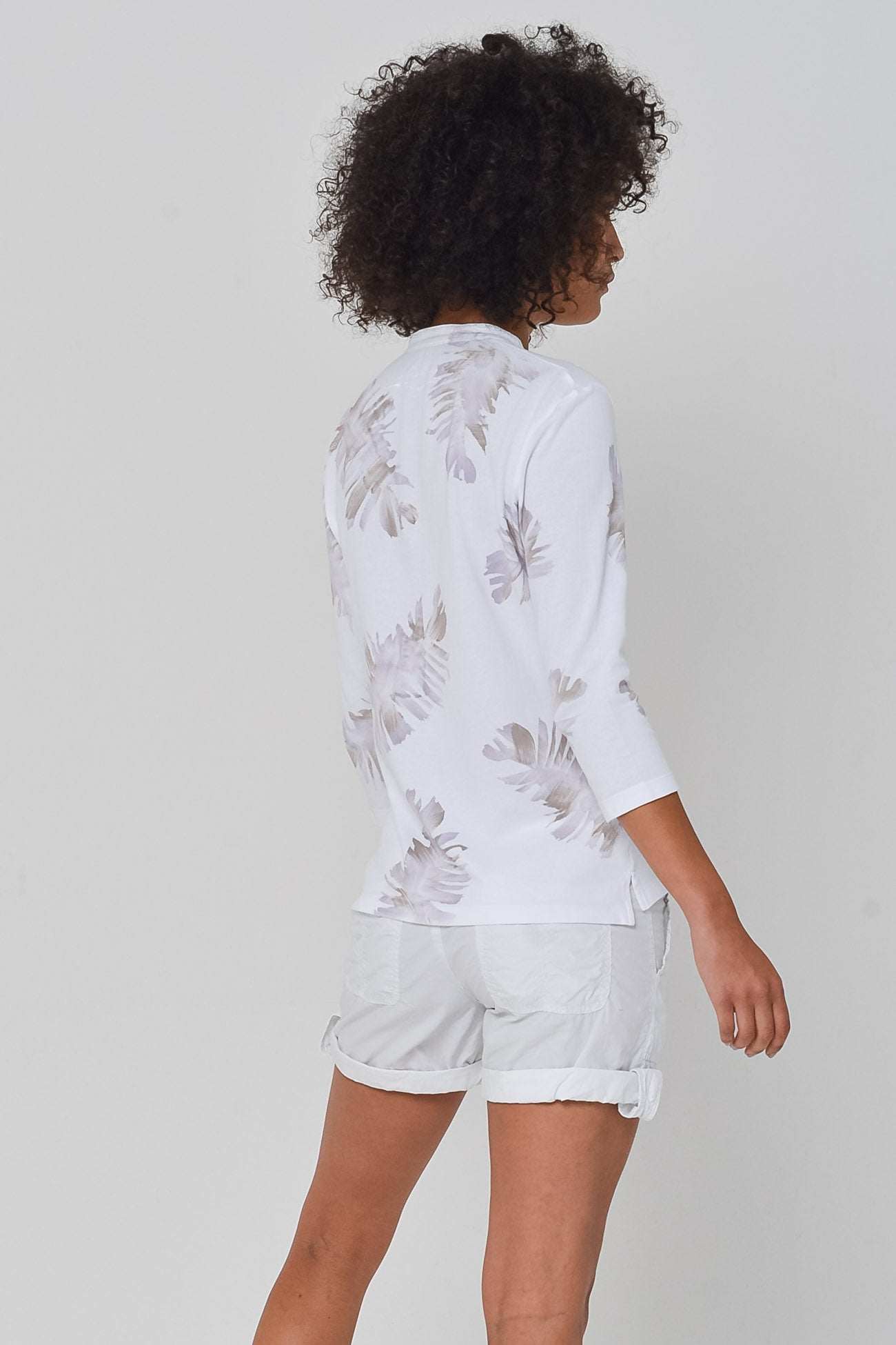 Leaf Art Collarless Polo in Mauve - Polos