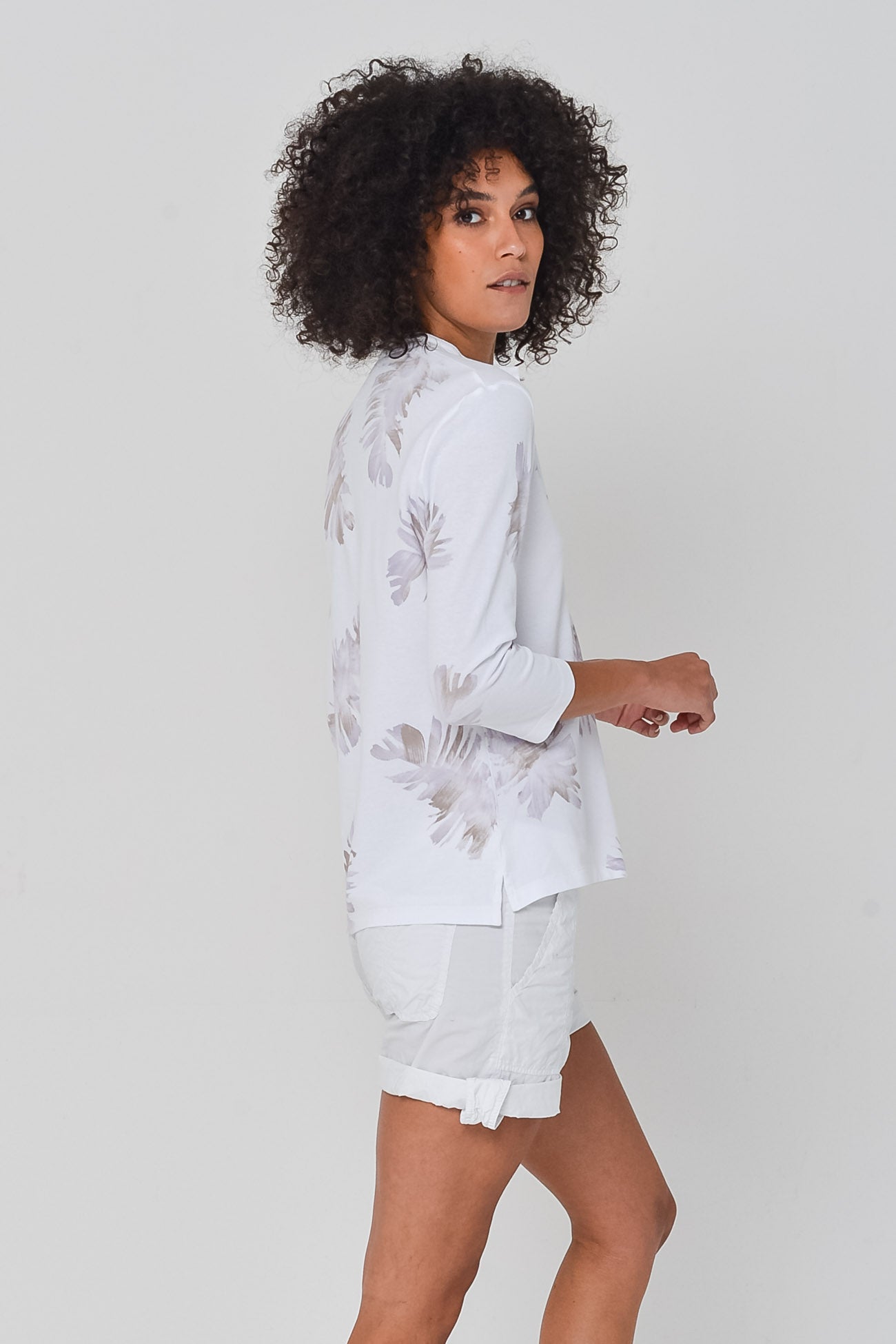 Leaf Art Collarless Polo in Mauve - Polos