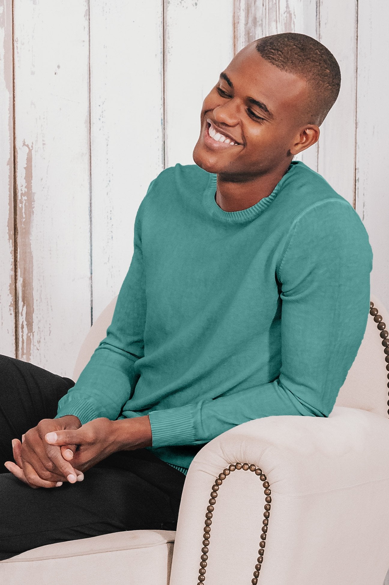 Lightweight Textured Crew Neck Sweater - Bahama - Sweaters