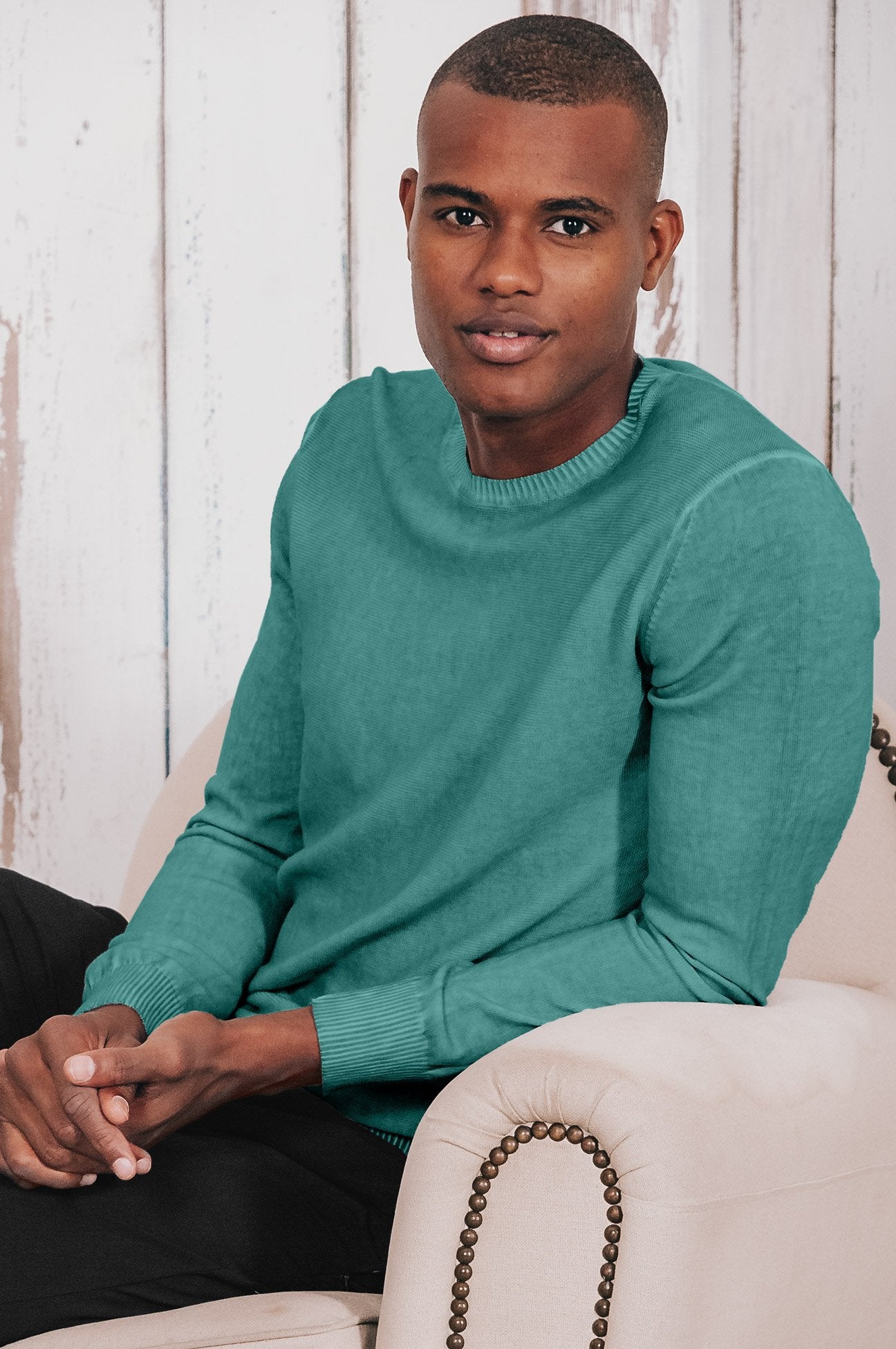 Lightweight Textured Crew Neck Sweater - Bahama - Sweaters