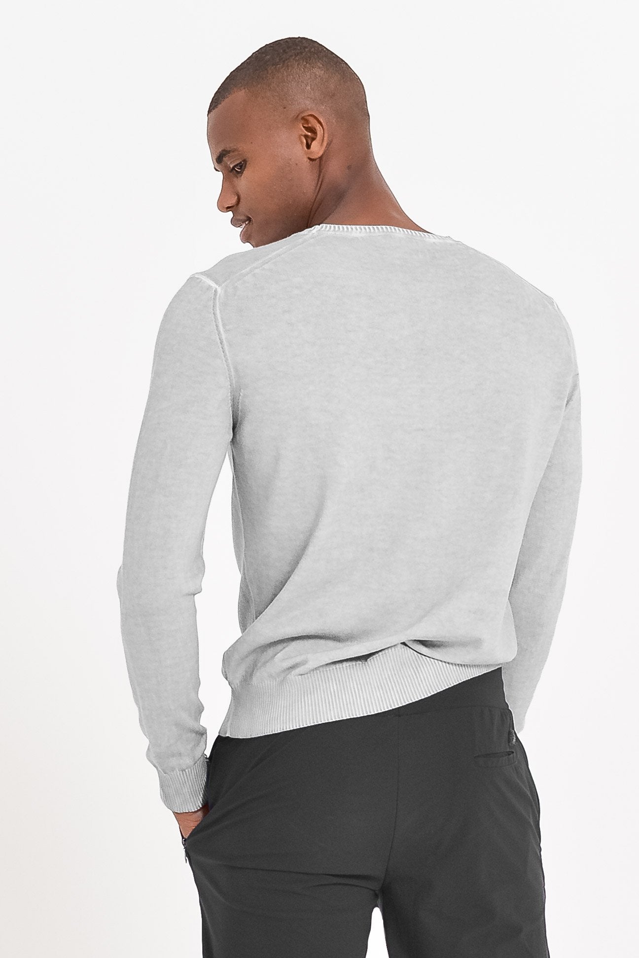 Lightweight Textured Crew Neck Sweater - Marmo - Sweaters