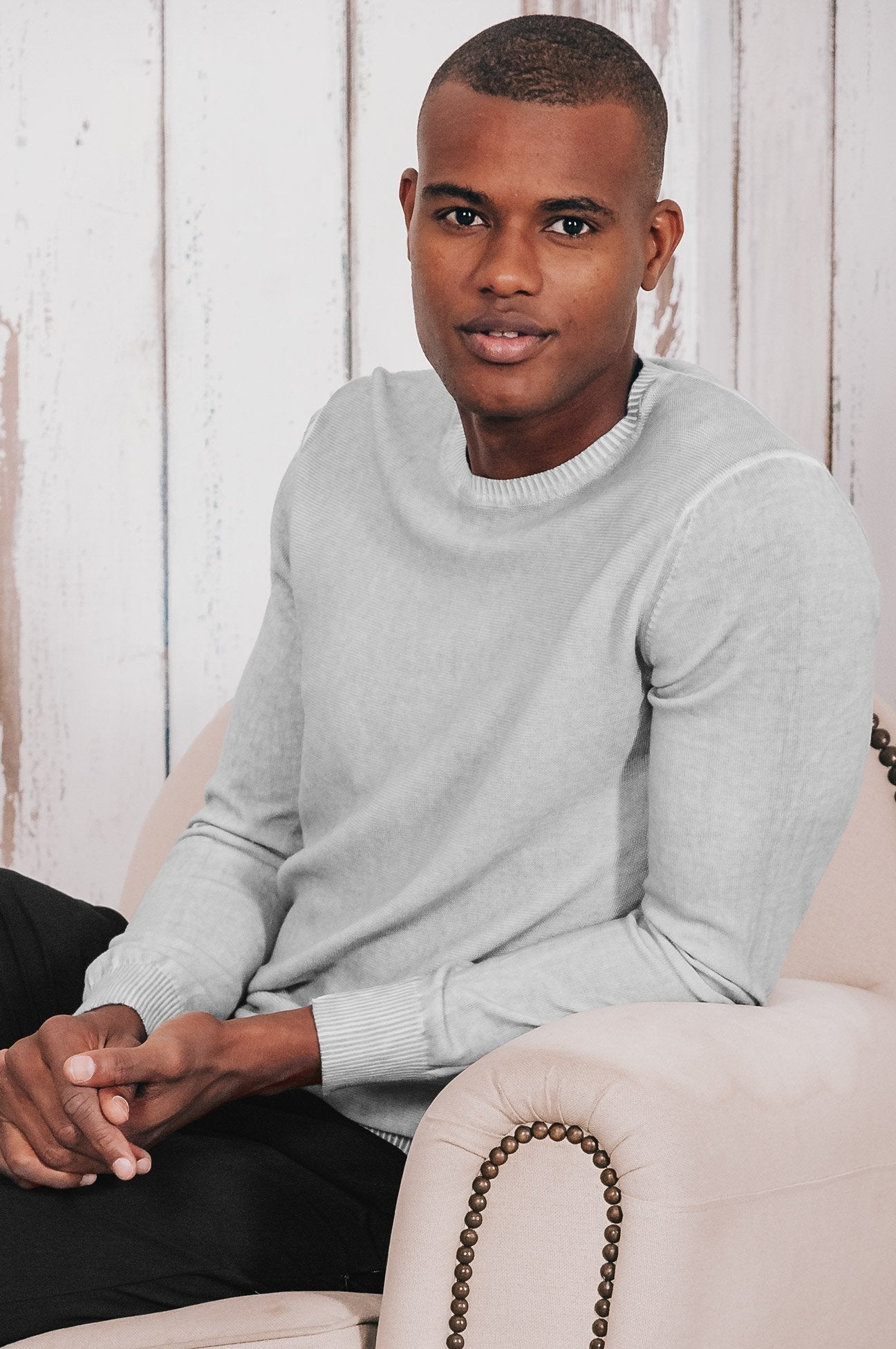 Lightweight Textured Crew Neck Sweater - Marmo - Sweaters