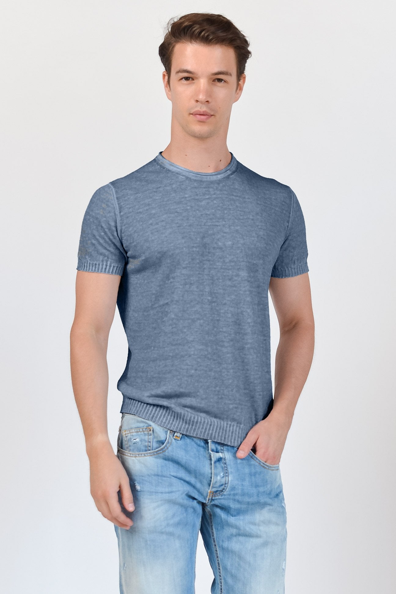 Linen Knit T-Shirt - Jeans