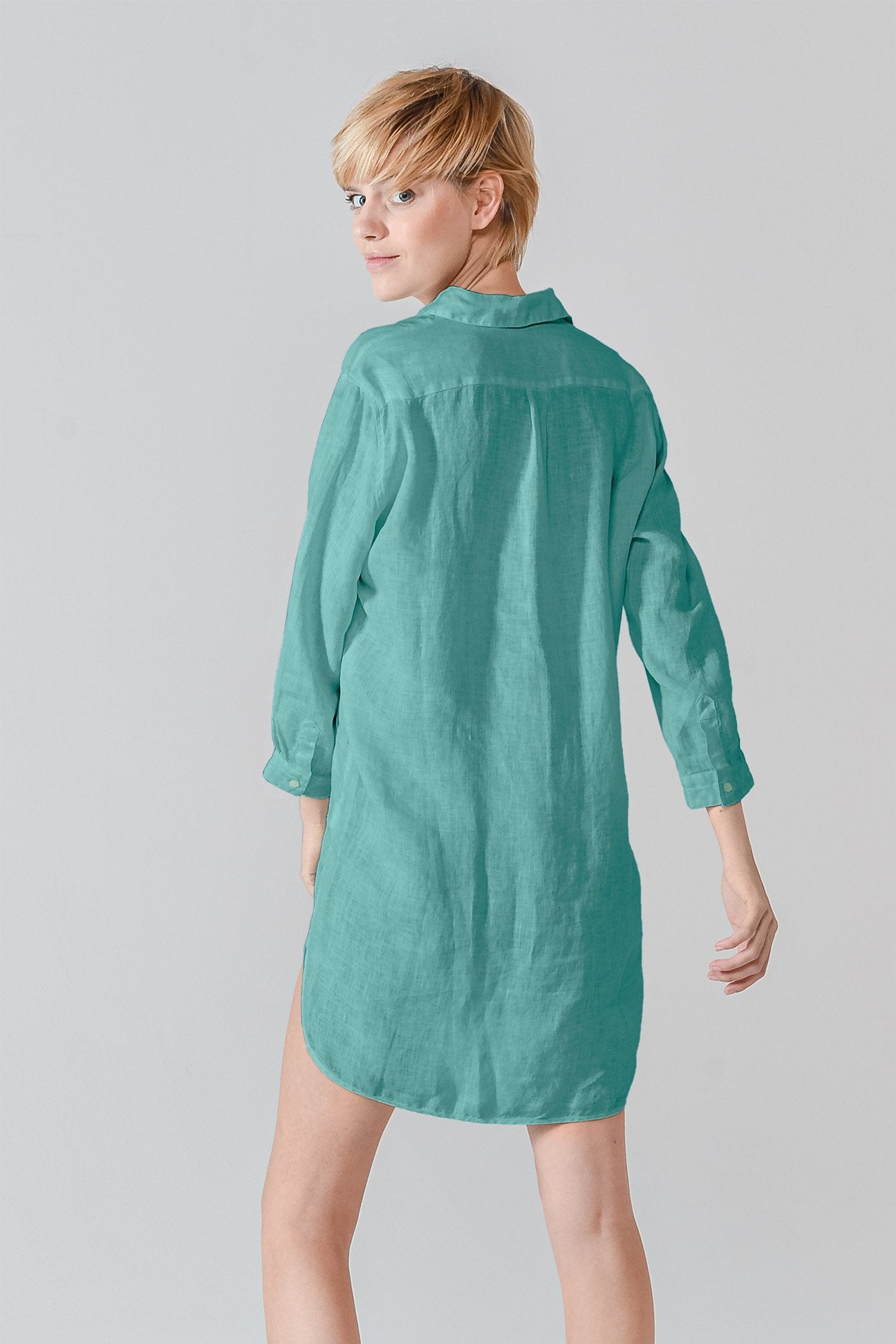 Linen Mini Shirtdress - Bahama