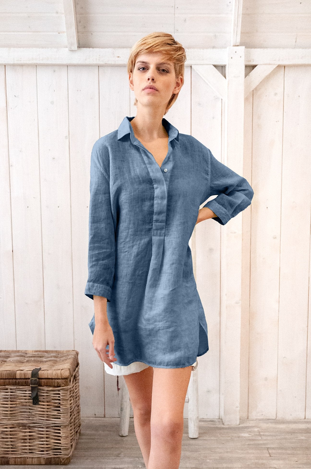 Linen Mini Shirtdress - Jeans - Shirts