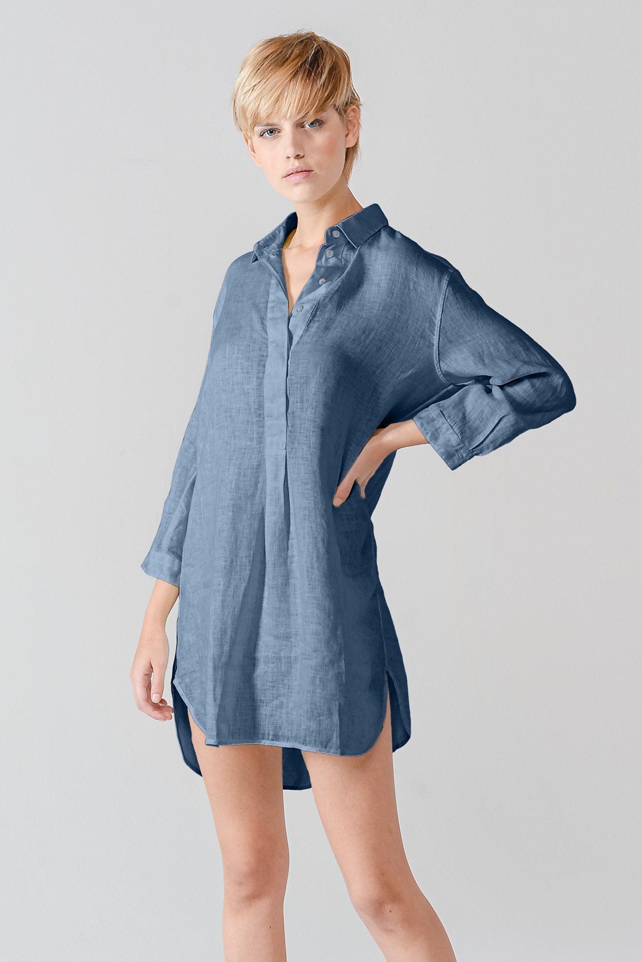 Linen Mini Shirtdress - Jeans - Shirts