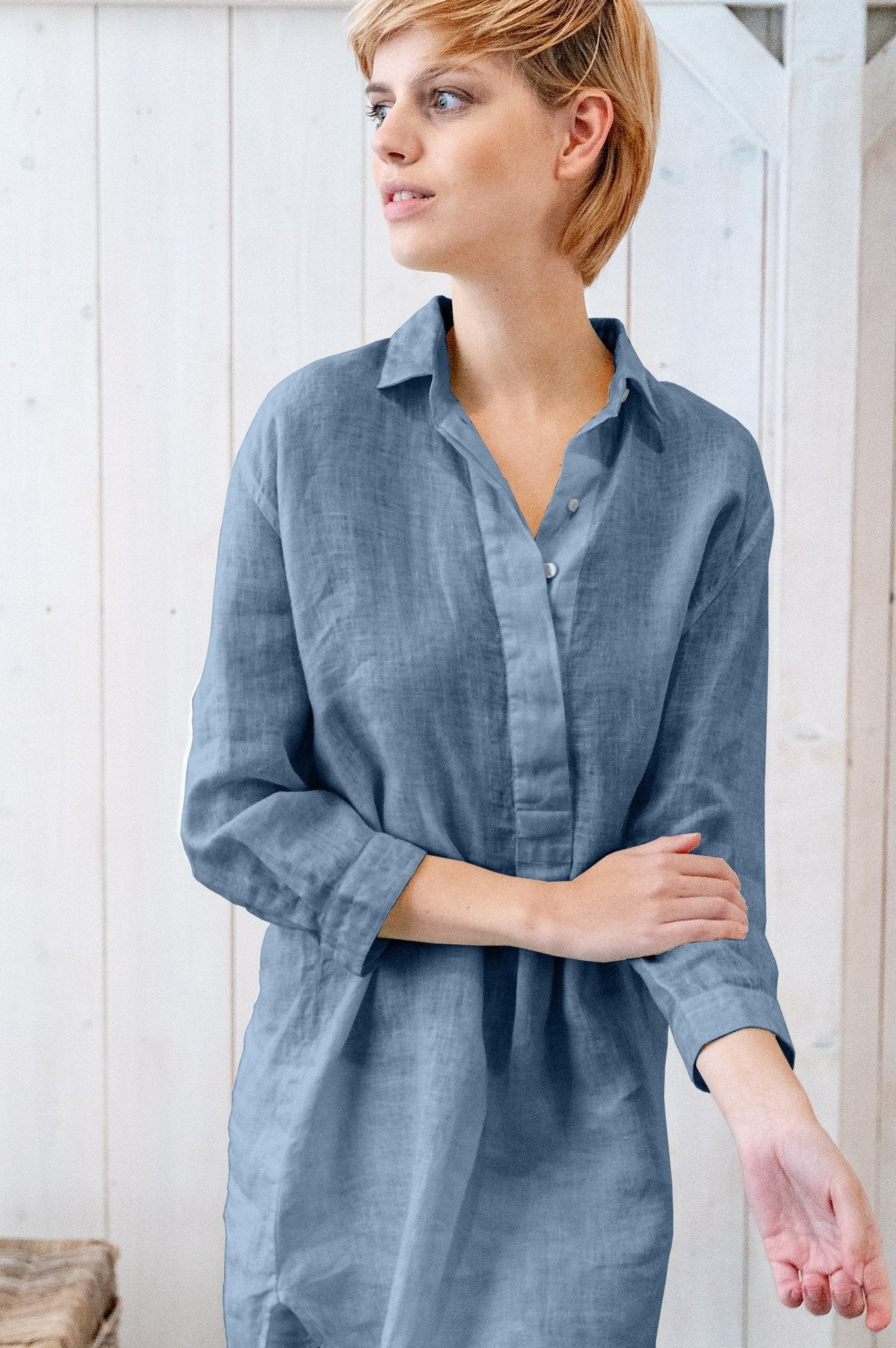 Linen Mini Shirtdress - Jeans - Shirts