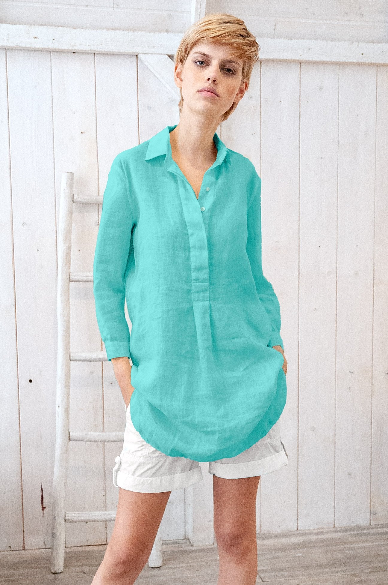 Linen Mini Shirtdress - Paraggi