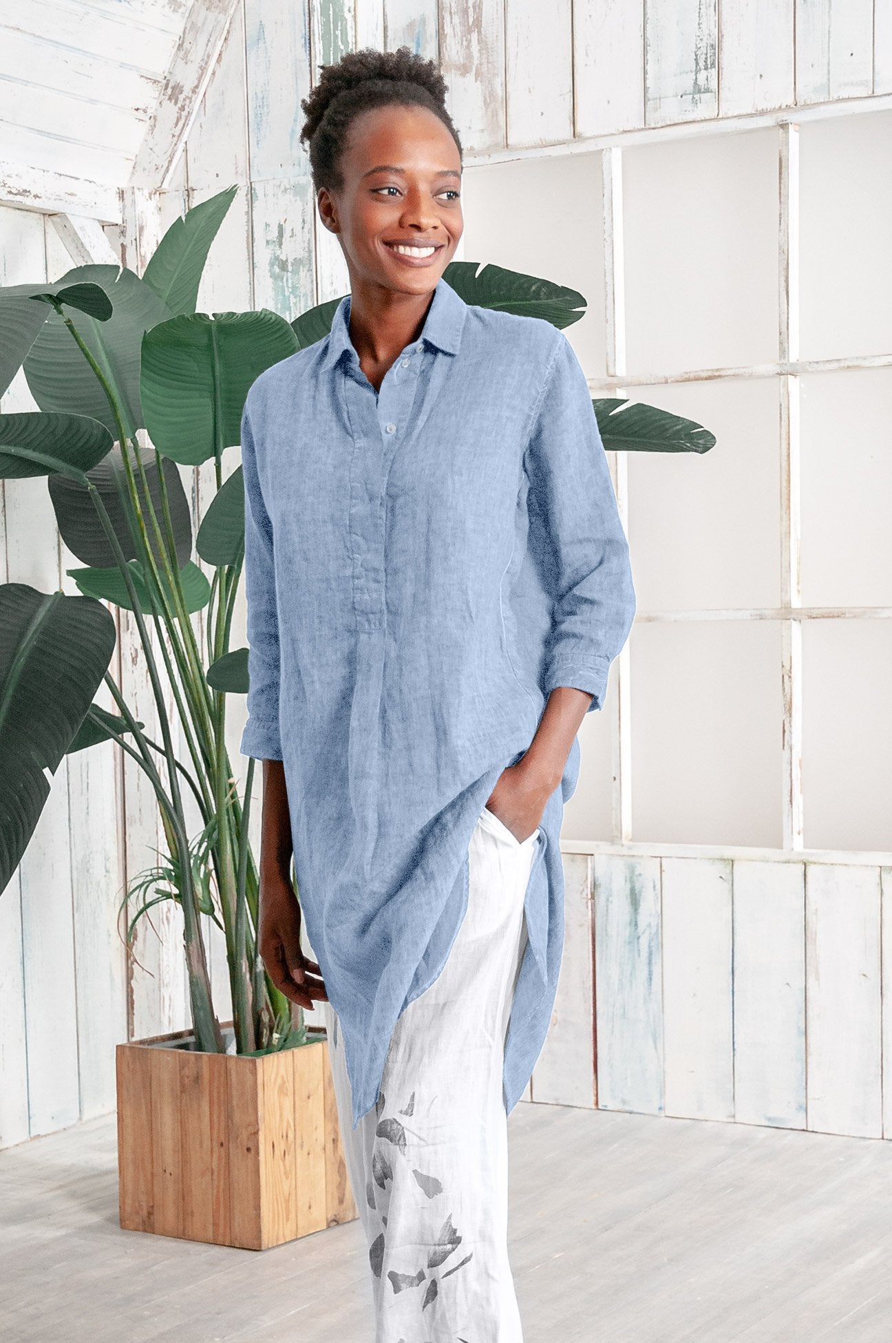 Long Linen Tunic - Fiji - Shirtdress