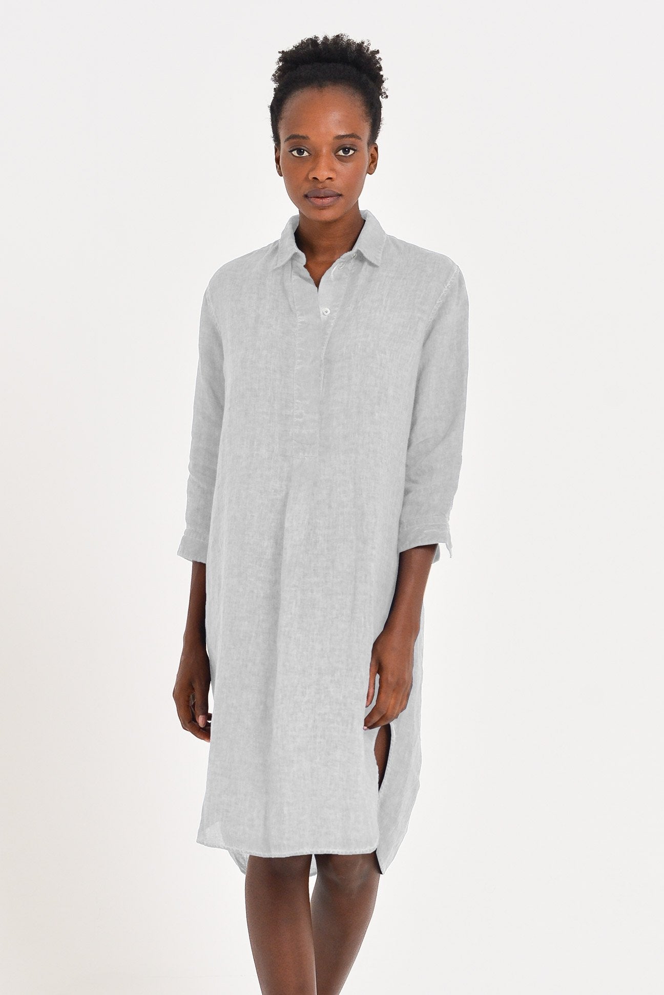 Long Linen Tunic - Marmo - Shirtdress
