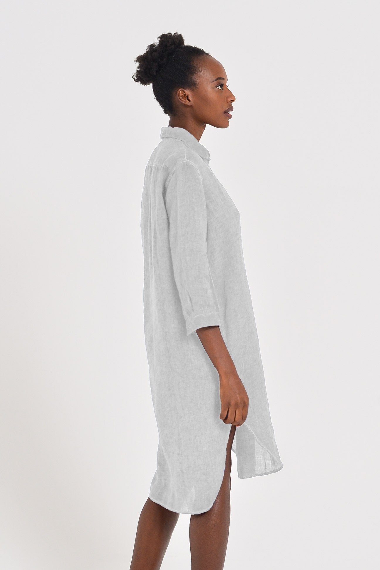 Long Linen Tunic - Marmo - Shirtdress