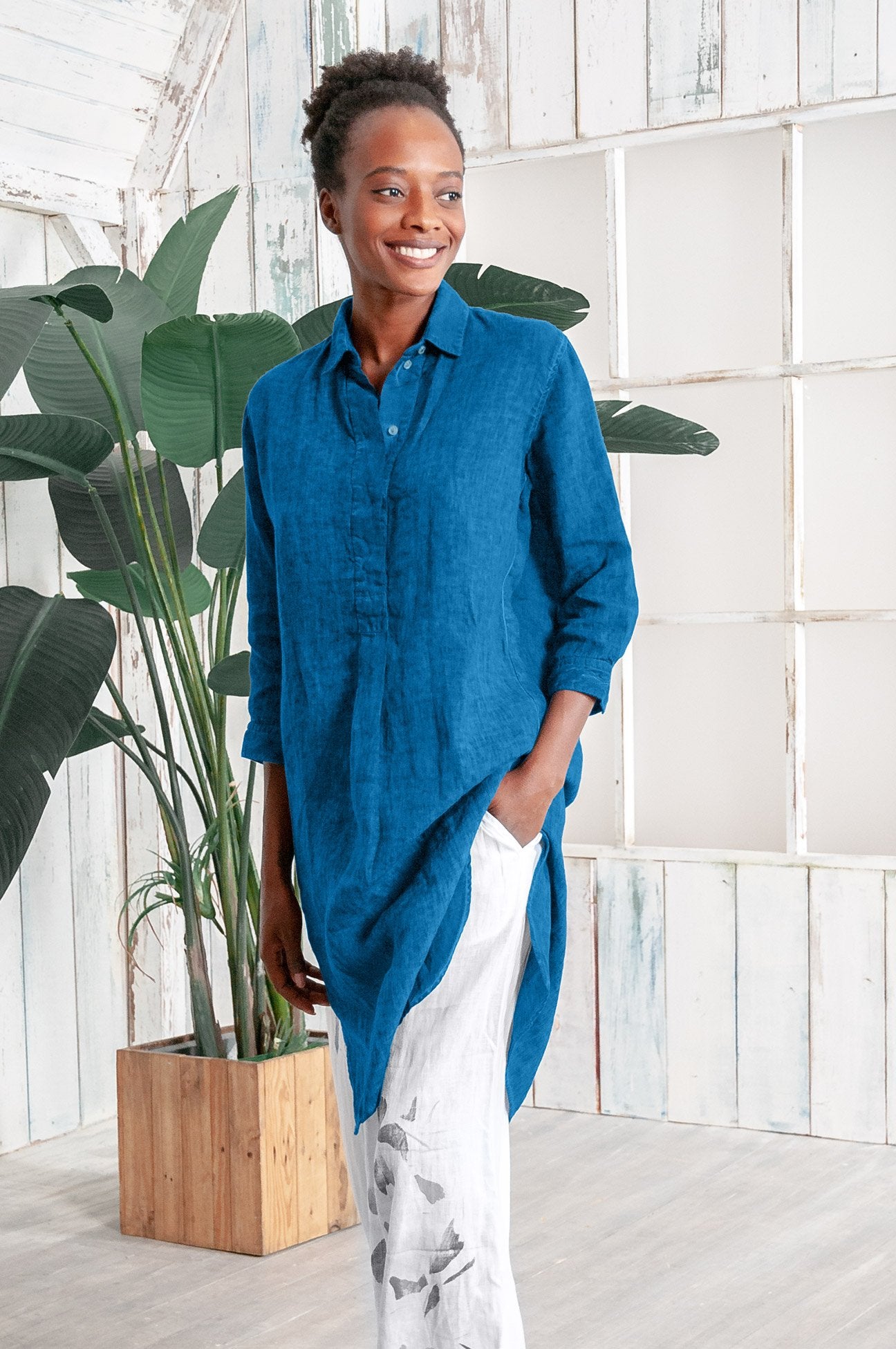 Long Linen Tunic - Mistral - Shirtdress