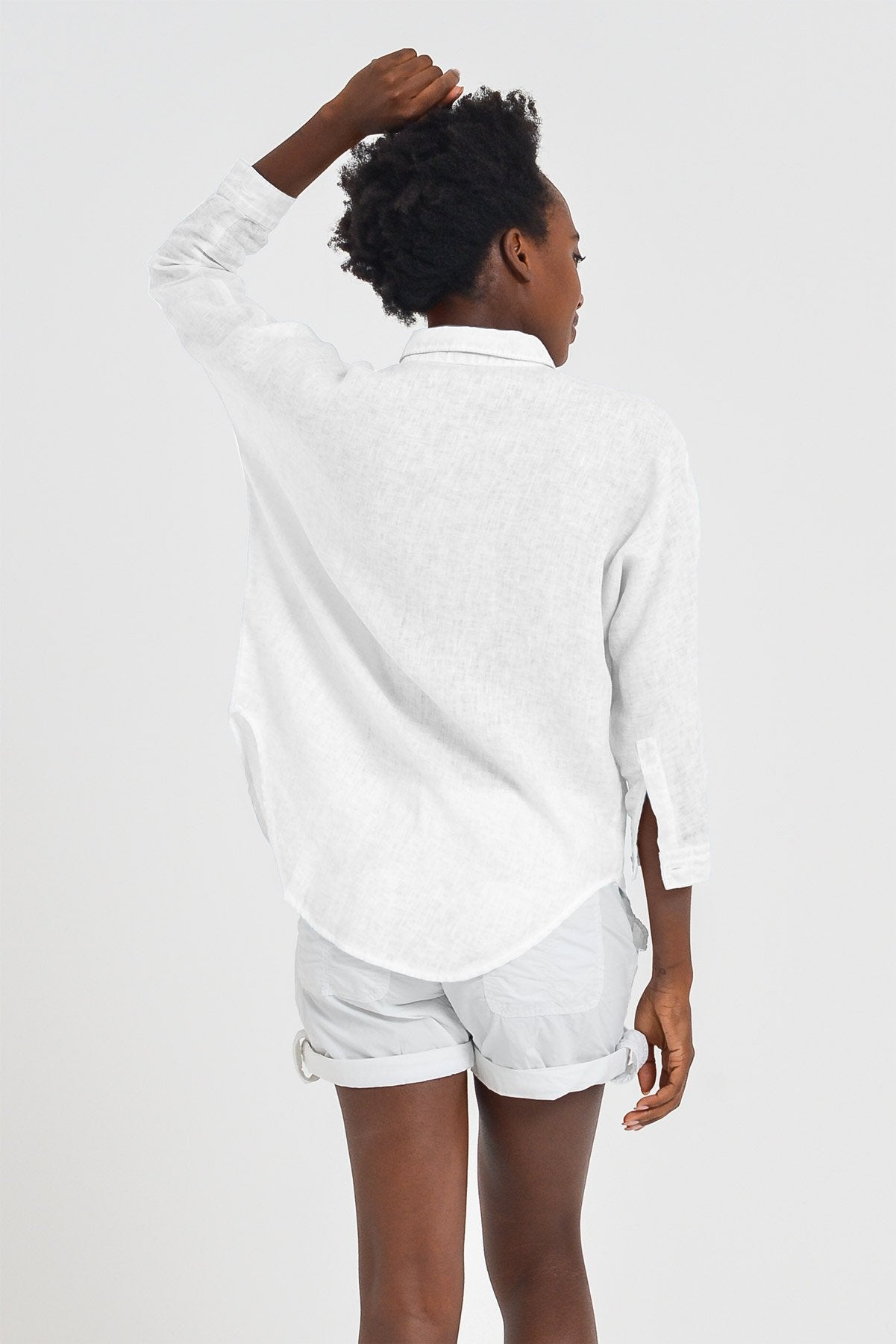 Loose Fit Linen Blouse - Bianco - Shirts