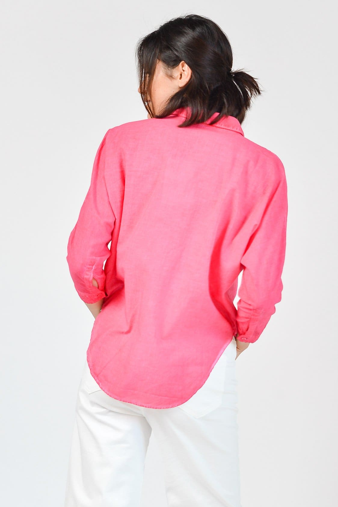 Loose Fit Stretch Poplin Blouse - Azalea - Shirts