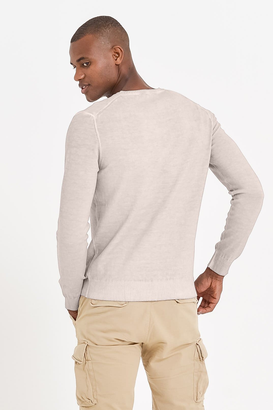 Micro Waffle V-Neck Sweater - Canapa - Sweaters