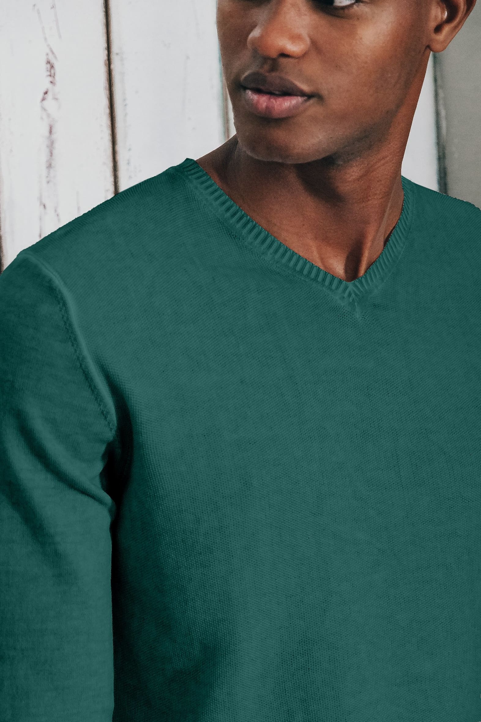 Micro Waffle V-Neck Sweater - Lagoon - Sweaters