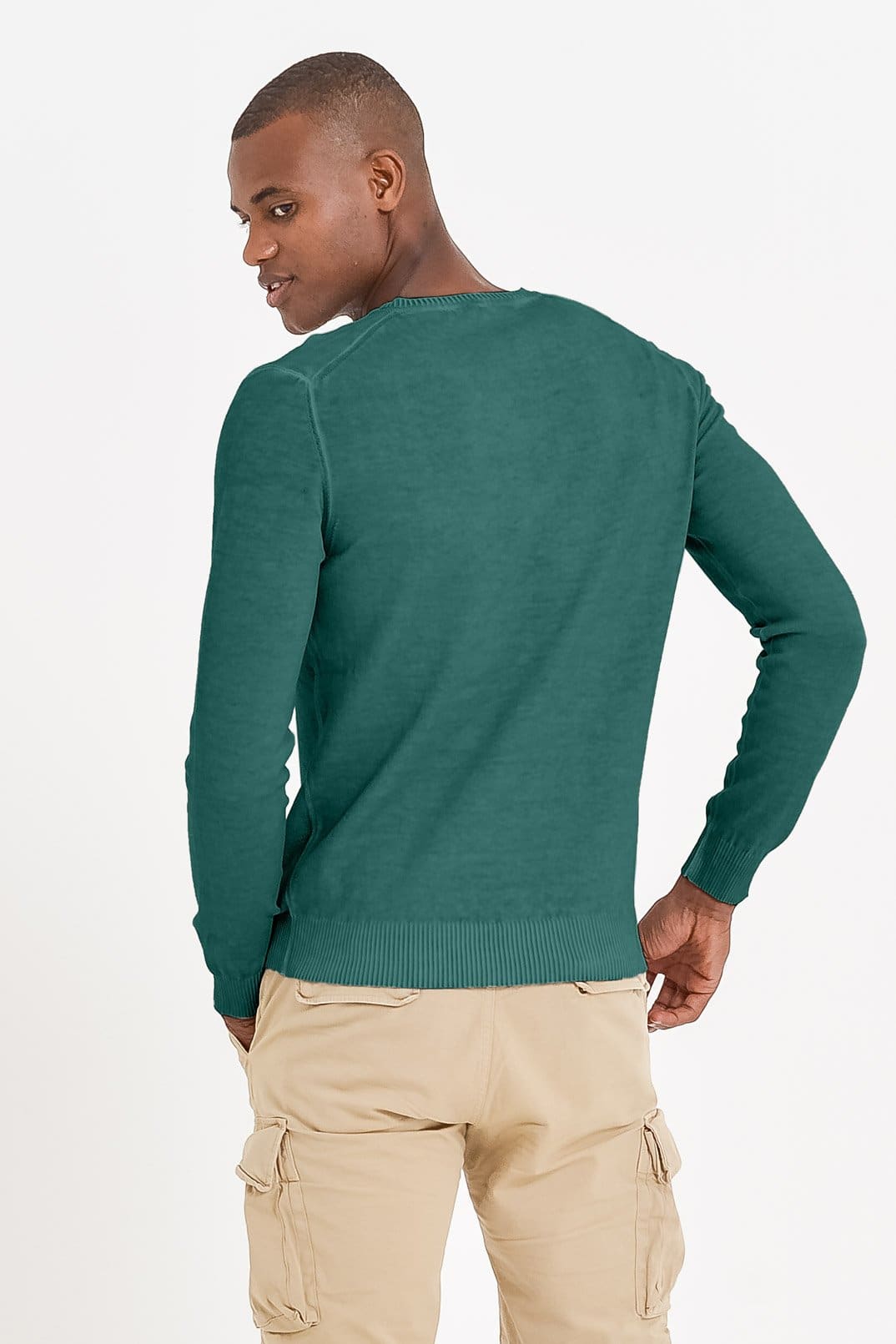 Micro Waffle V-Neck Sweater - Lagoon - Sweaters