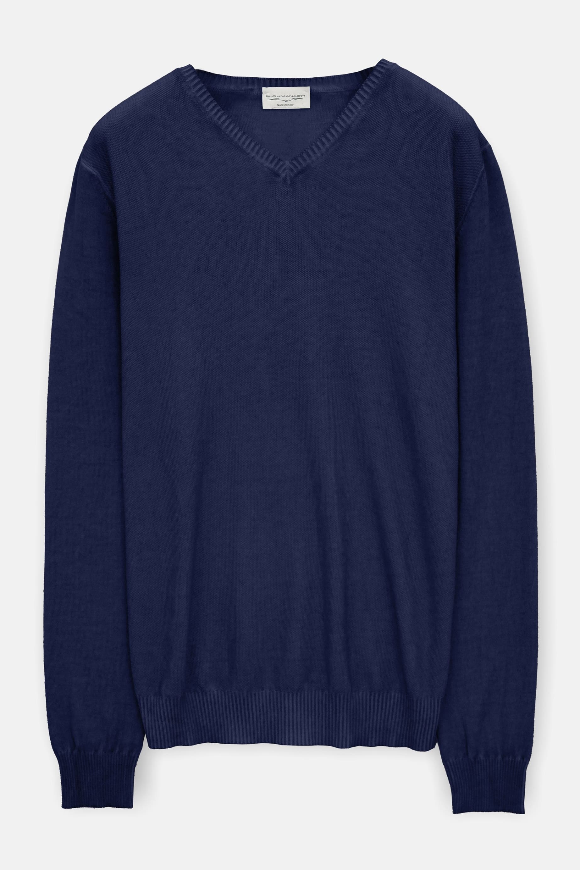 Micro Waffle V-Neck Sweater - Navy - Sweaters