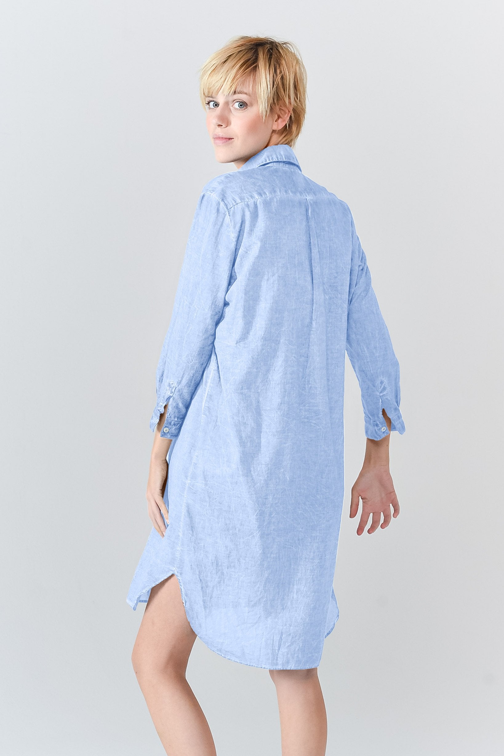 Midi Length Voile Tunic - Cielo - Shirtdress