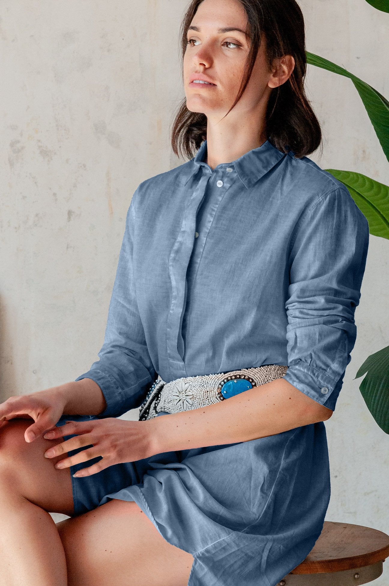 Midi Length Voile Tunic - Jeans - Shirtdress